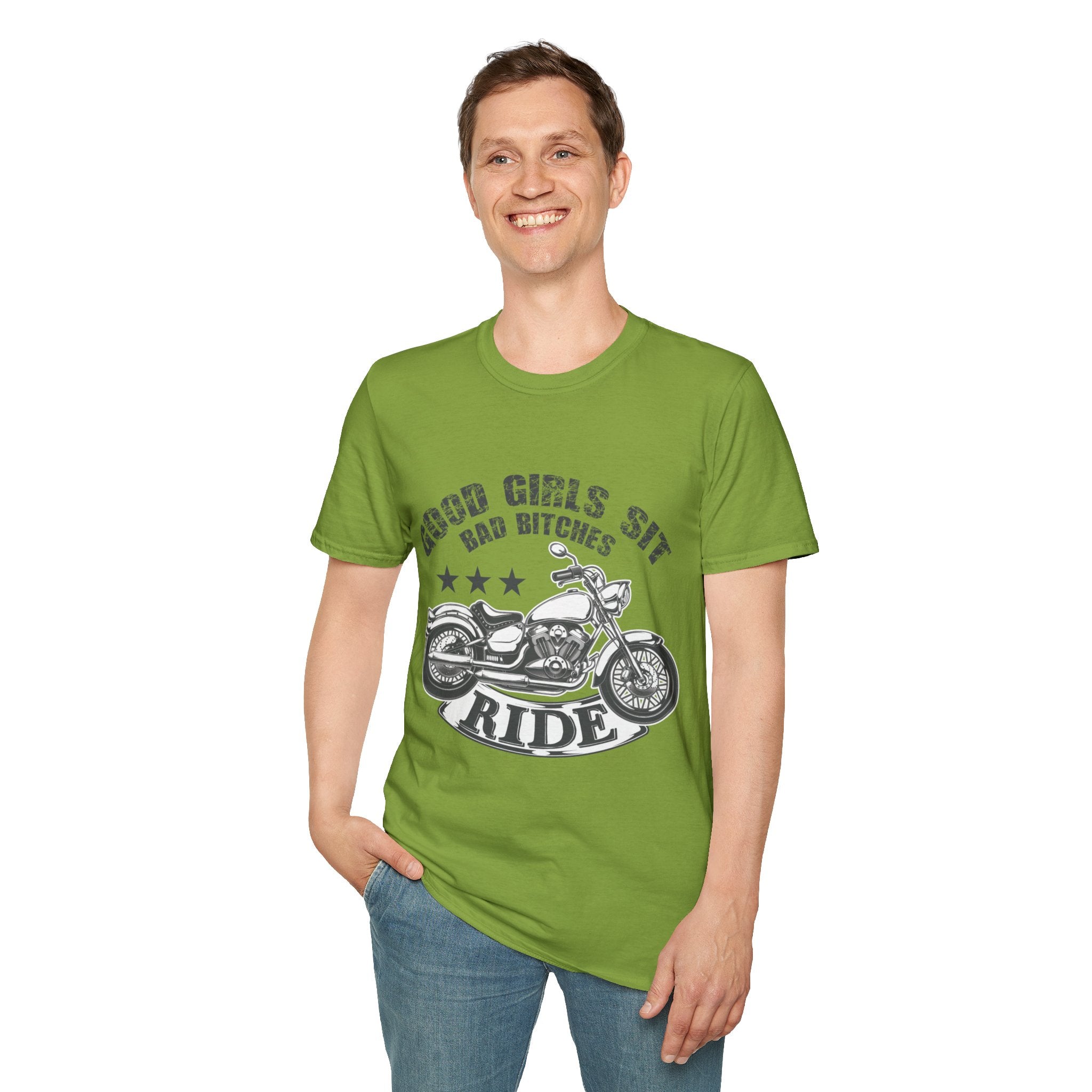 Good Girls Sit Bad Bitches Ride Unisex T-Shirt, Biker Tee, Gift for Motorcycle Lovers, Casual Wear, Birthday Gift