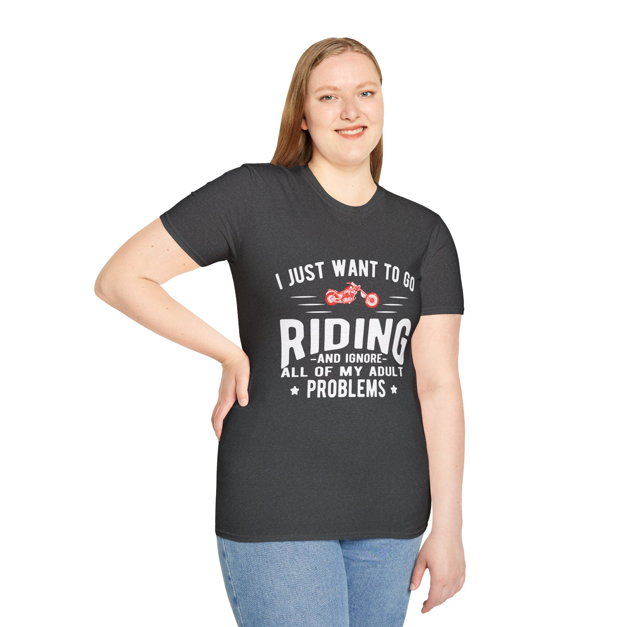 Funny Riding T-Shirt for Adults, Unisex Graphic Tee, Casual Wear, Gift for Riders, Adulting Humor Shirt