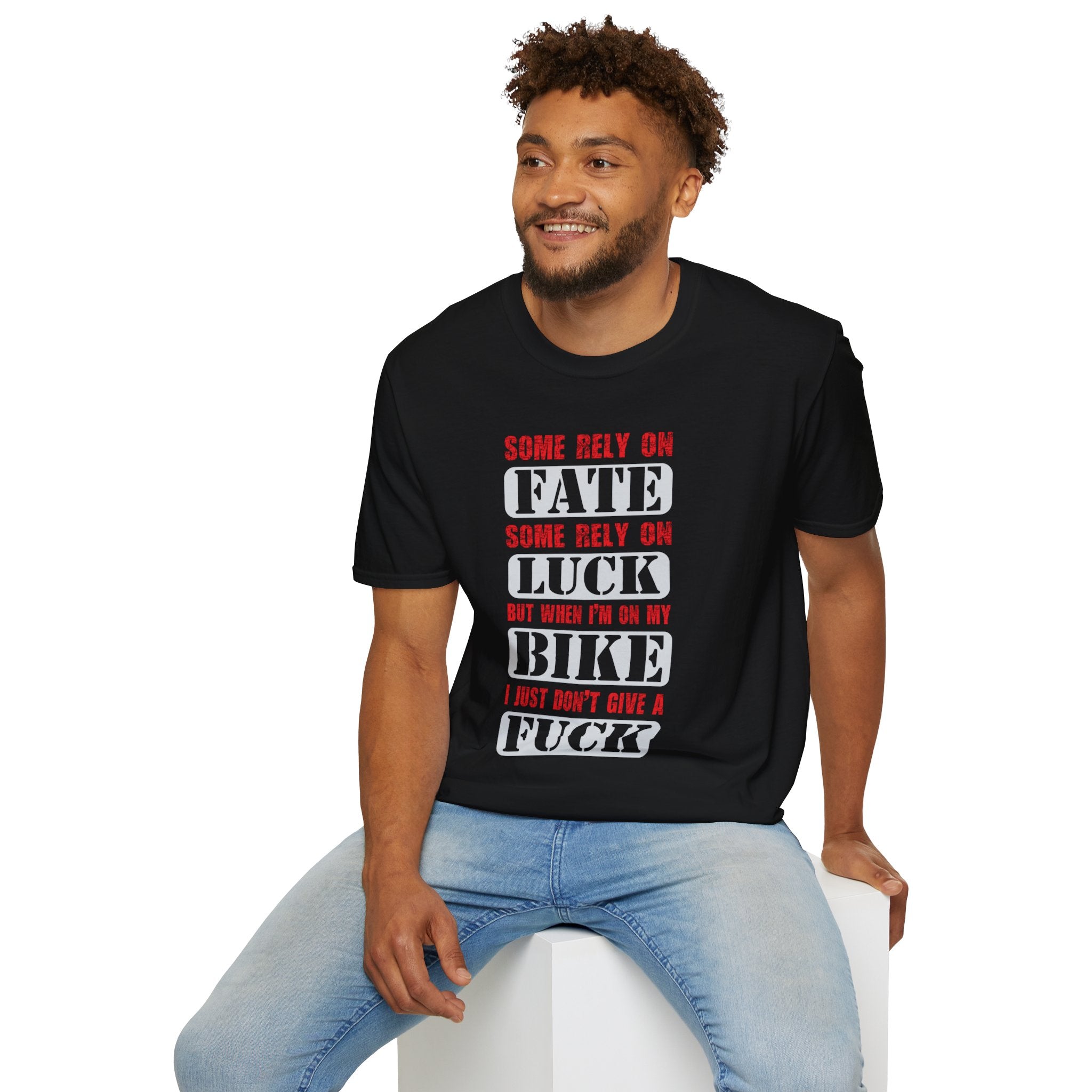 Rebellious Unisex T-Shirt - Fate, Luck, Bike, Adventure Shirt, Perfect for Bikers, Casual Wear, Gifts for Friends, Unique Graphic Tee