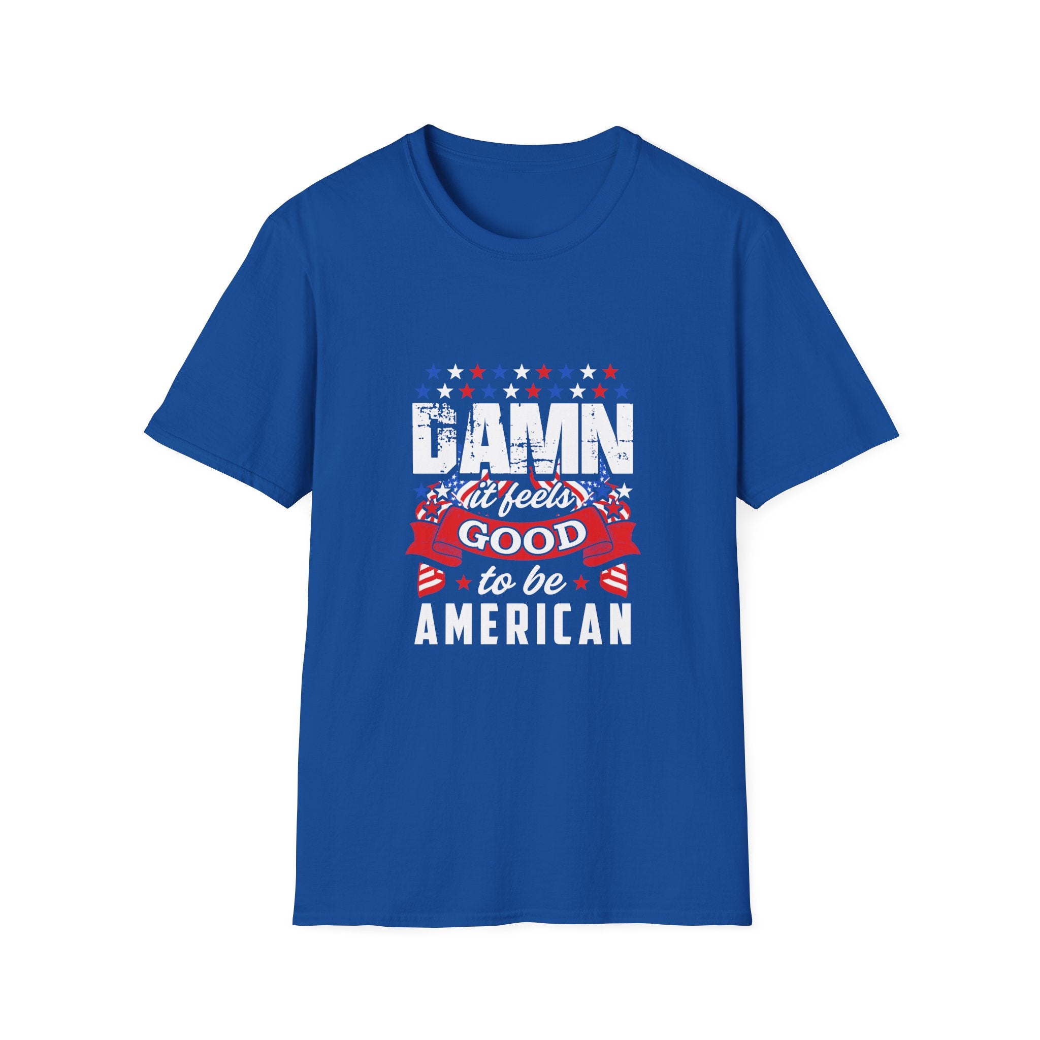 Unisex Patriotic T-Shirt: "Damn It Feels Good to Be American" - Perfect for Independence Day, BBQs, Casual Outings, Gifts, and Celebrations