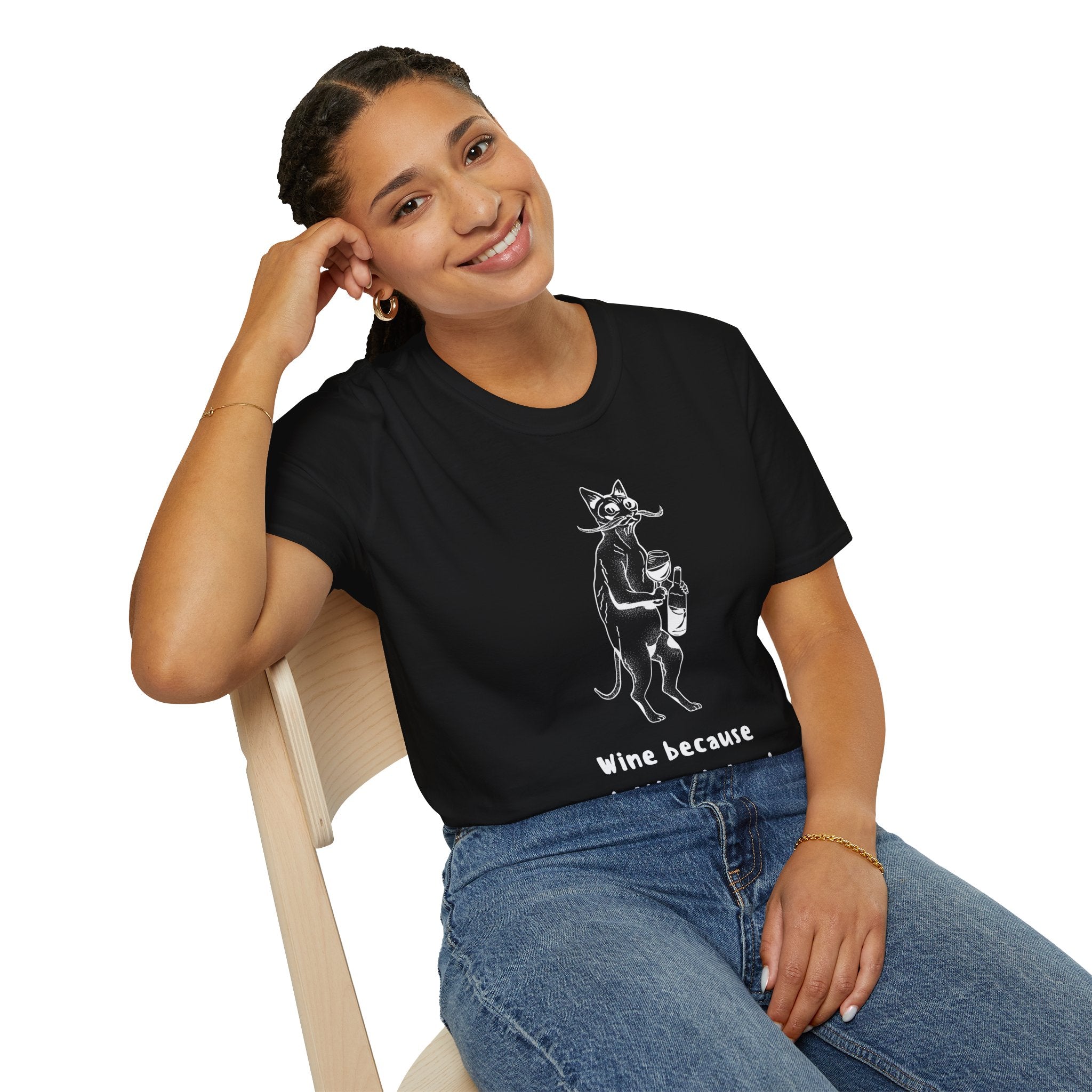 Funny Cat Adulting Quote Unisex T-Shirt, Wine Lovers Gift