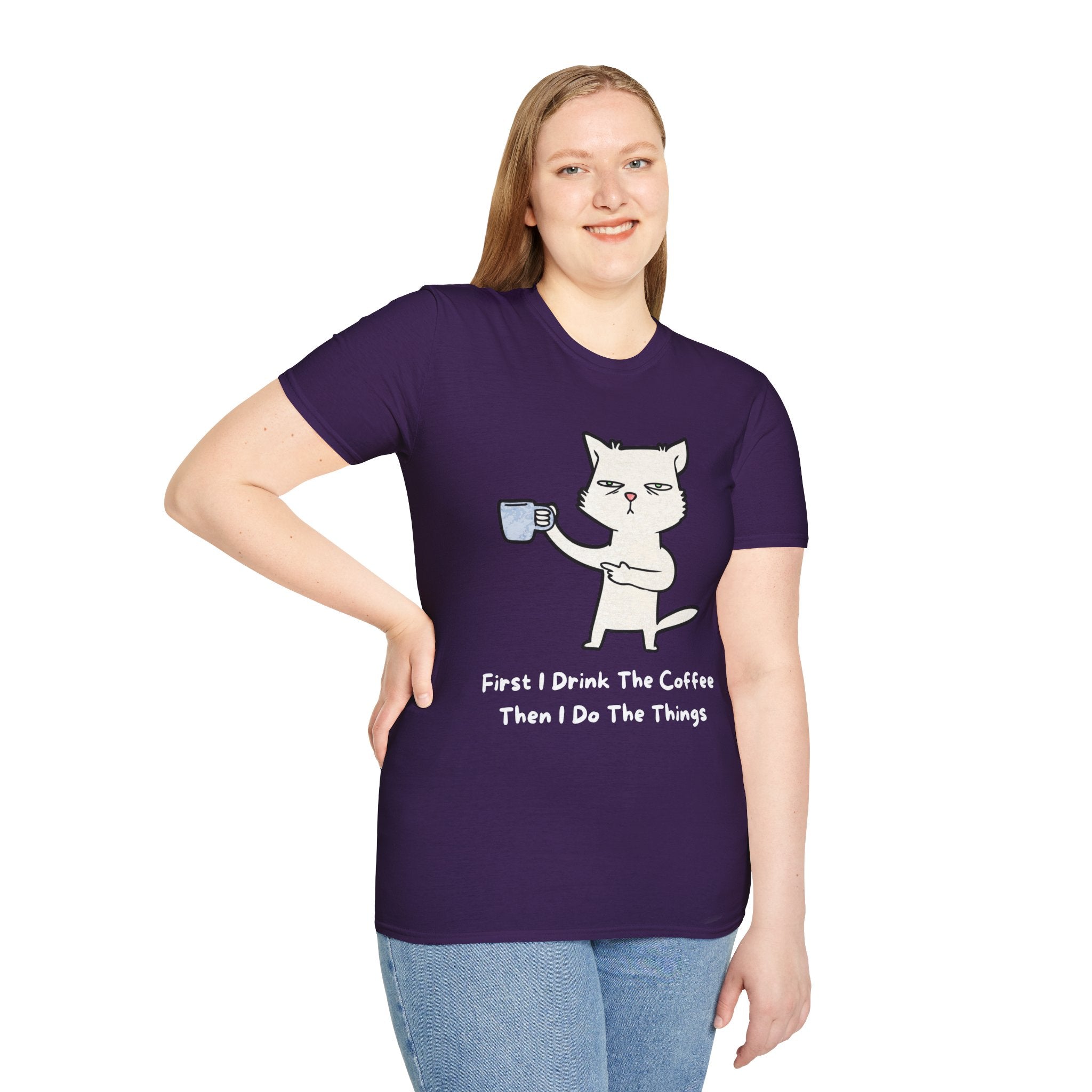 Coffee Cat Unisex T-Shirt, Funny Cat Tee
