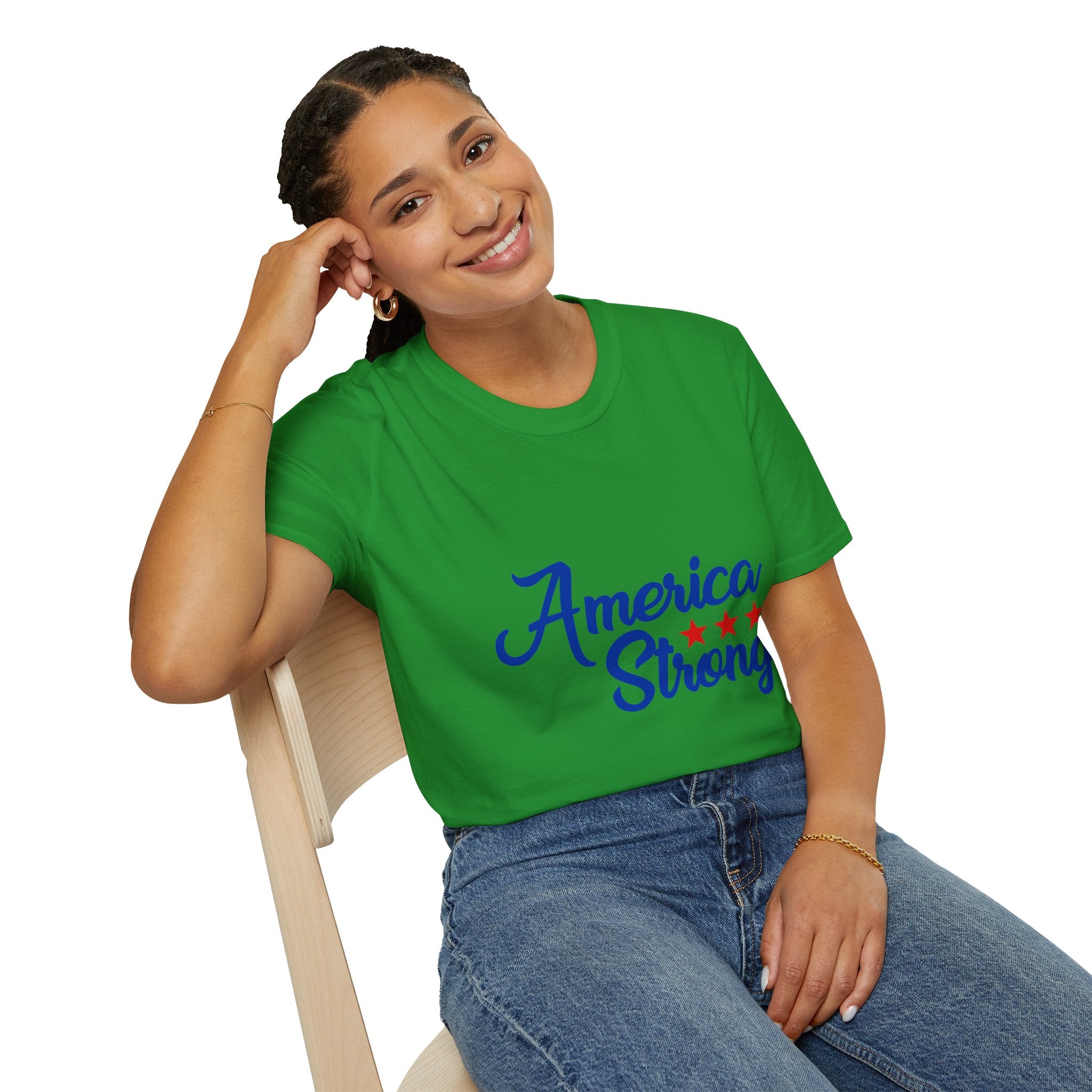 Unisex Softstyle T-Shirt - America Strong, Patriotic Tee, Casual Wear, Independence Day Outfit, Gift for Veterans, Summer Style