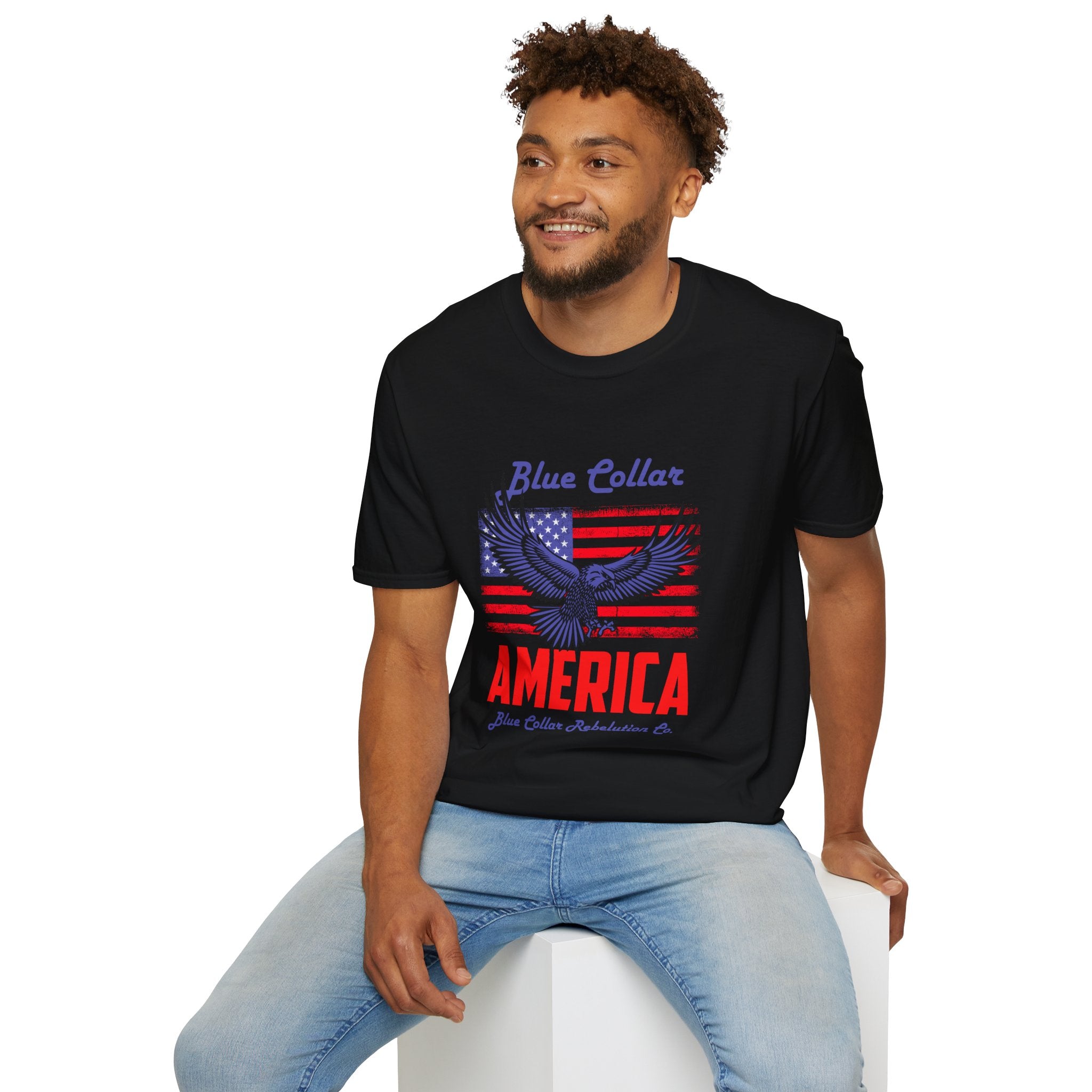 Patriotic Eagle T-Shirt, Blue Collar Pride Shirt, USA Independence Day Tee, Vintage American Apparel, Unisex Graphic Tee