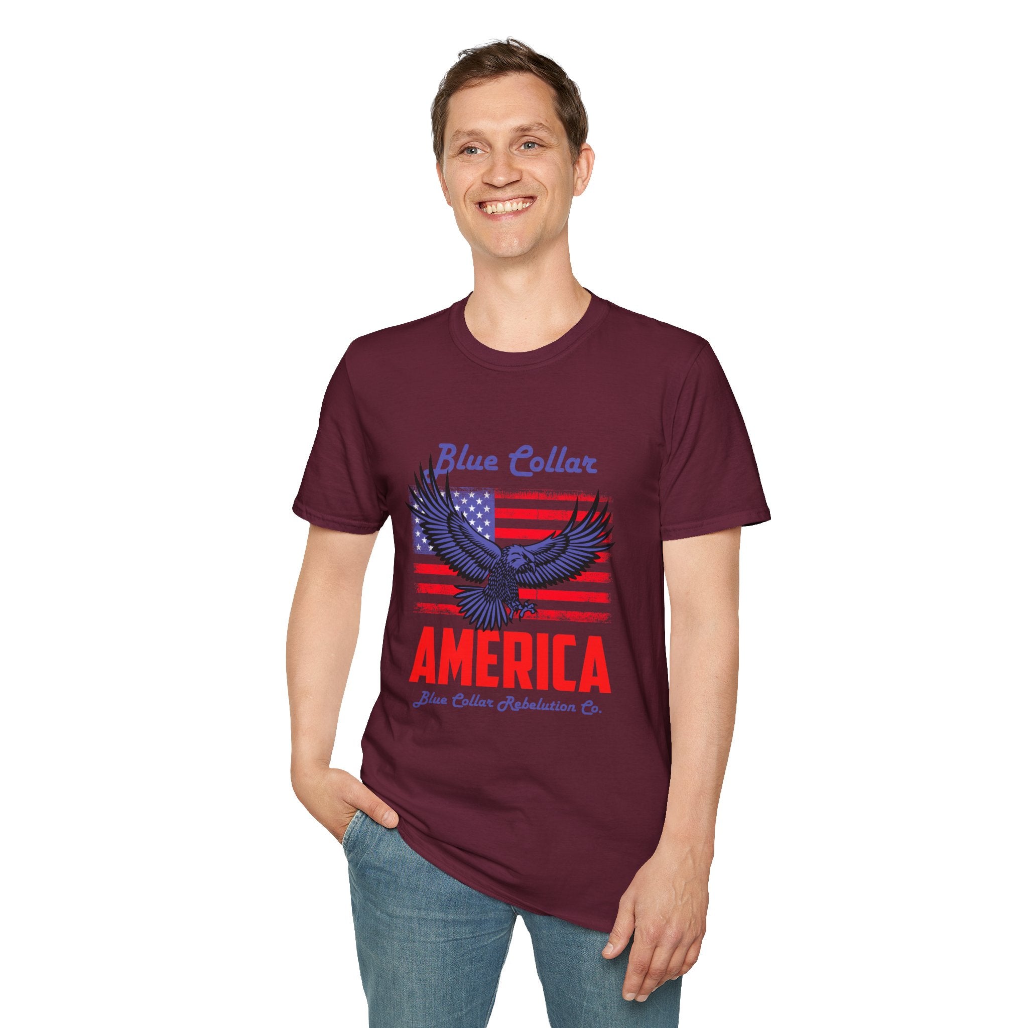 Patriotic Eagle T-Shirt, Blue Collar Pride Shirt, USA Independence Day Tee, Vintage American Apparel, Unisex Graphic Tee