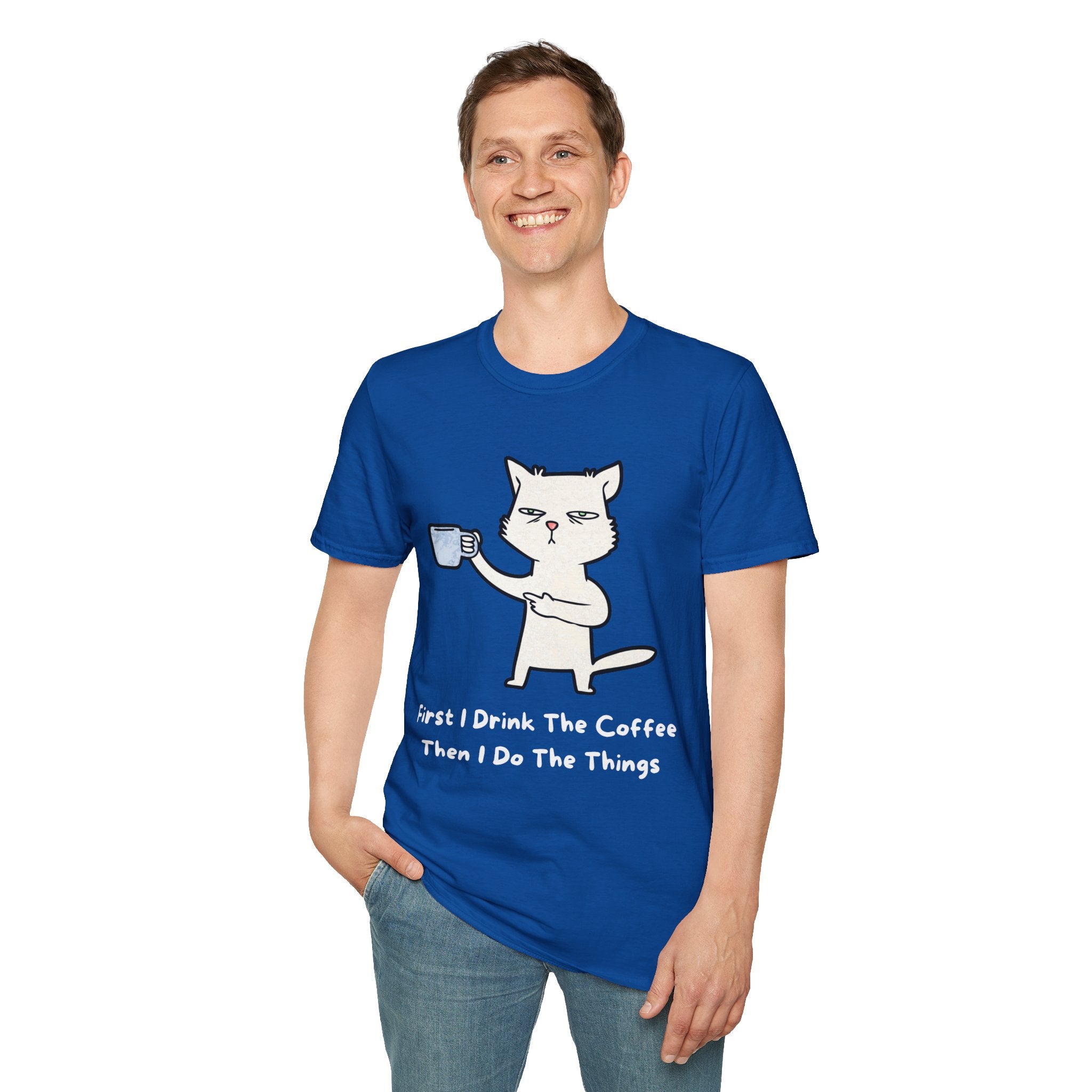 Coffee Cat Unisex T-Shirt, Funny Cat Tee