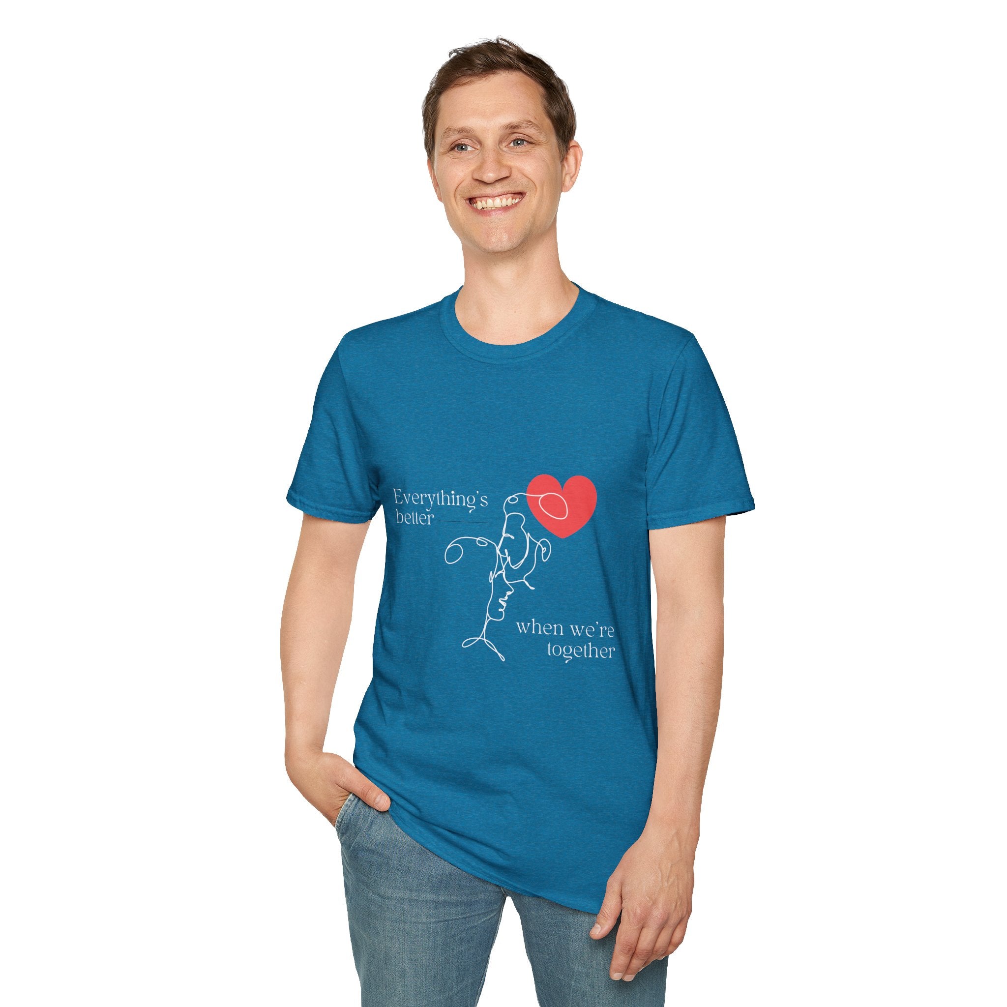 Cute Love Illustration T-Shirt, Funny Couple Shirt, Gift for Her, Romantic