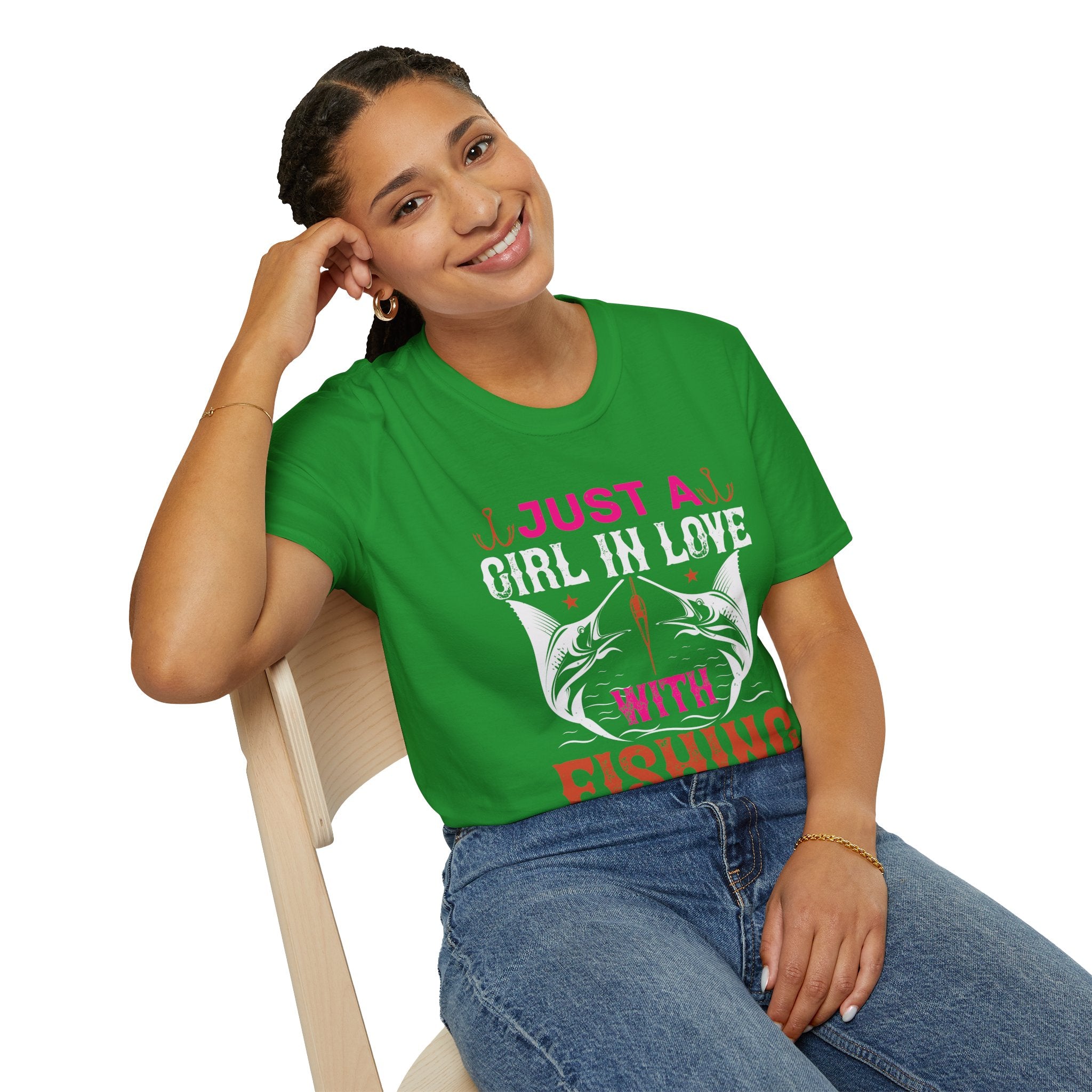 Fishing Lover T-Shirt for Women | Just a Girl in Love With Fishing, Gifts for Fisherwomen, Fishing Apparel, Outdoor Clothing, Birthday Gift