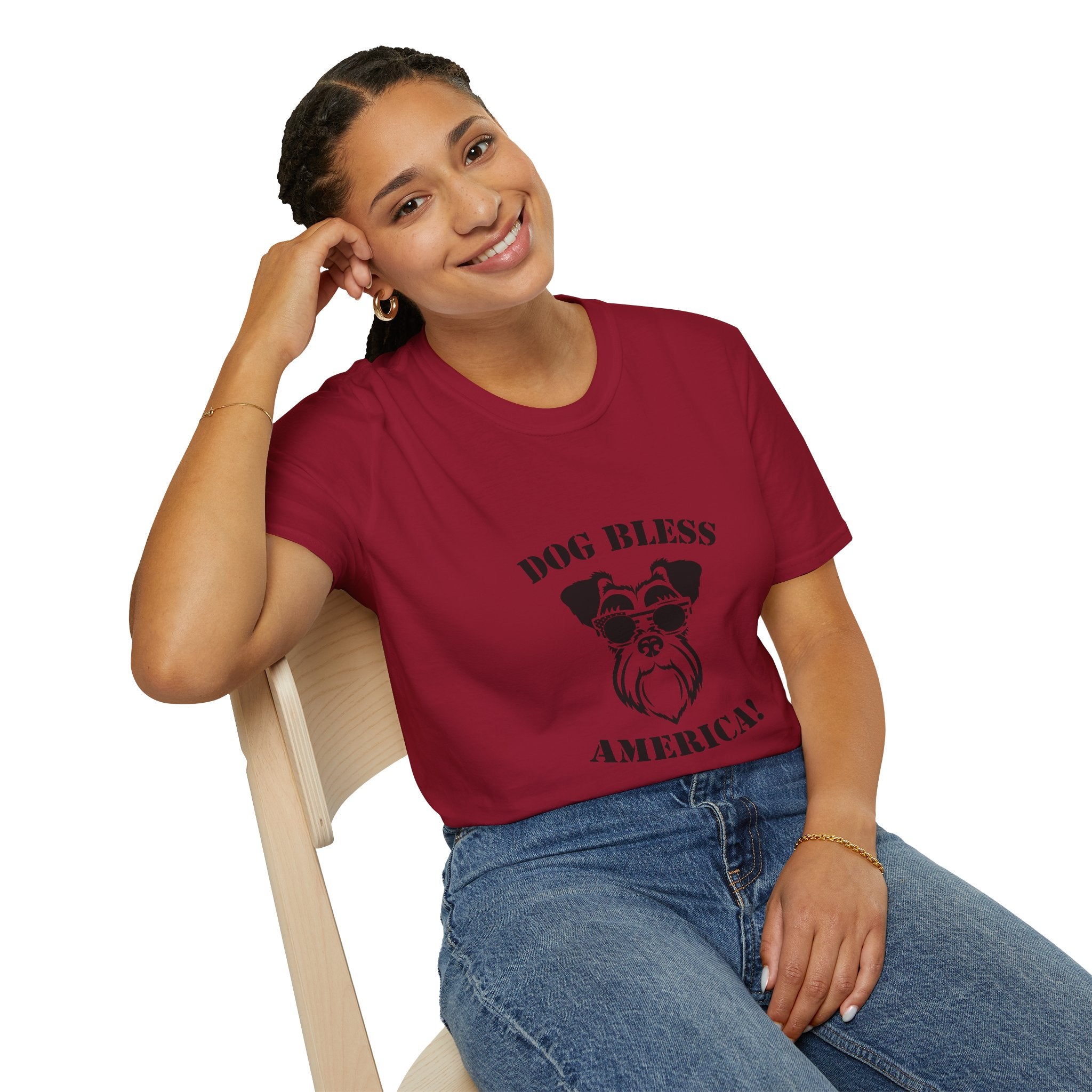 Dog Bless America T-Shirt, Unisex Tee, Dog Lover Gift, Independence Day Apparel, Pet Enthusiast Shirt, Cute Animal T-Shirt