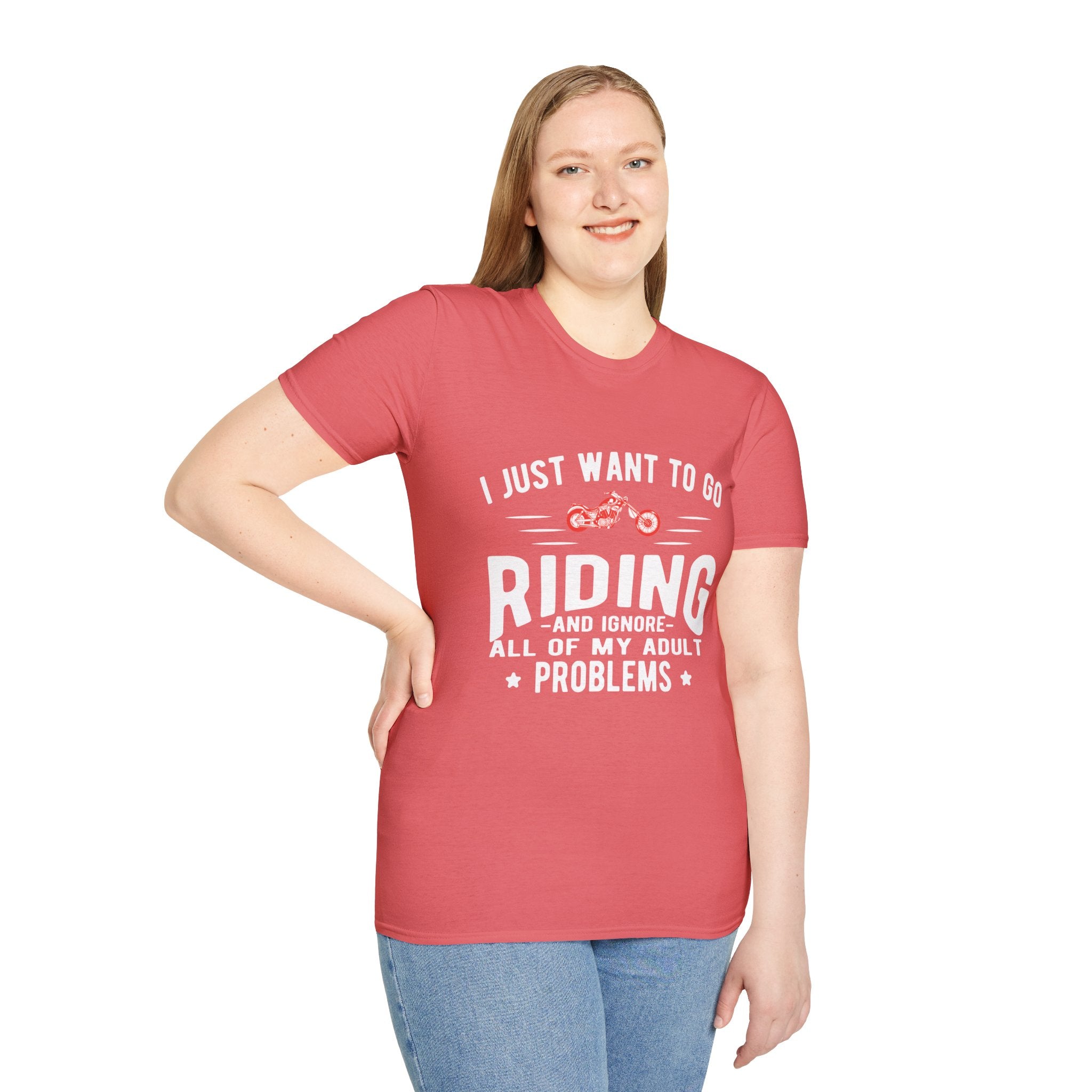 Funny Riding T-Shirt for Adults, Unisex Graphic Tee, Casual Wear, Gift for Riders, Adulting Humor Shirt