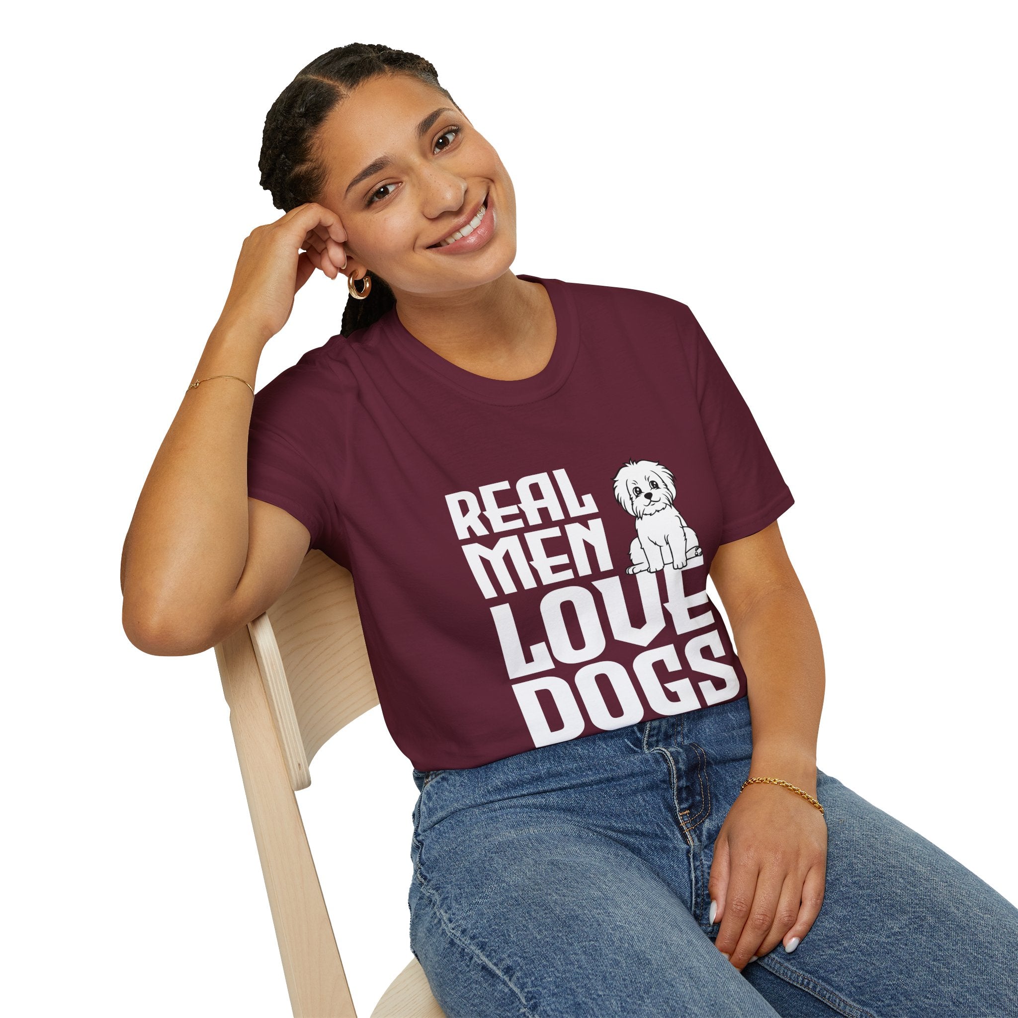 Unisex Dog Lover T-Shirt, Real Men Love Dogs Tee, Pet Owner Apparel, Gift for Dog Dads, Perfect for Birthdays