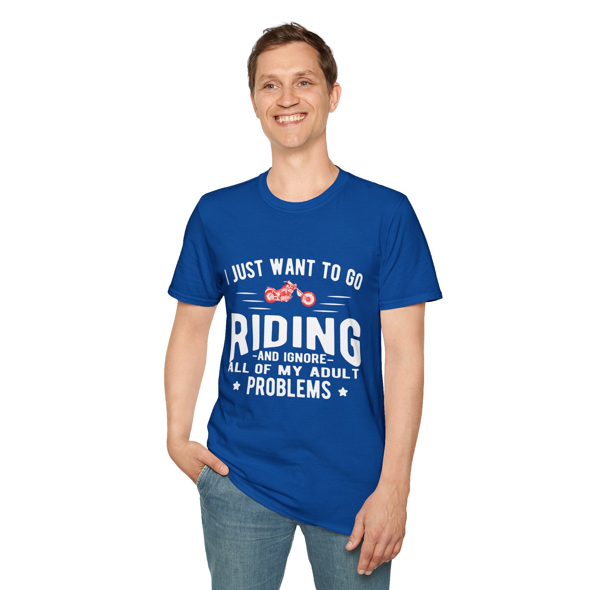 Funny Riding T-Shirt for Adults, Unisex Graphic Tee, Casual Wear, Gift for Riders, Adulting Humor Shirt