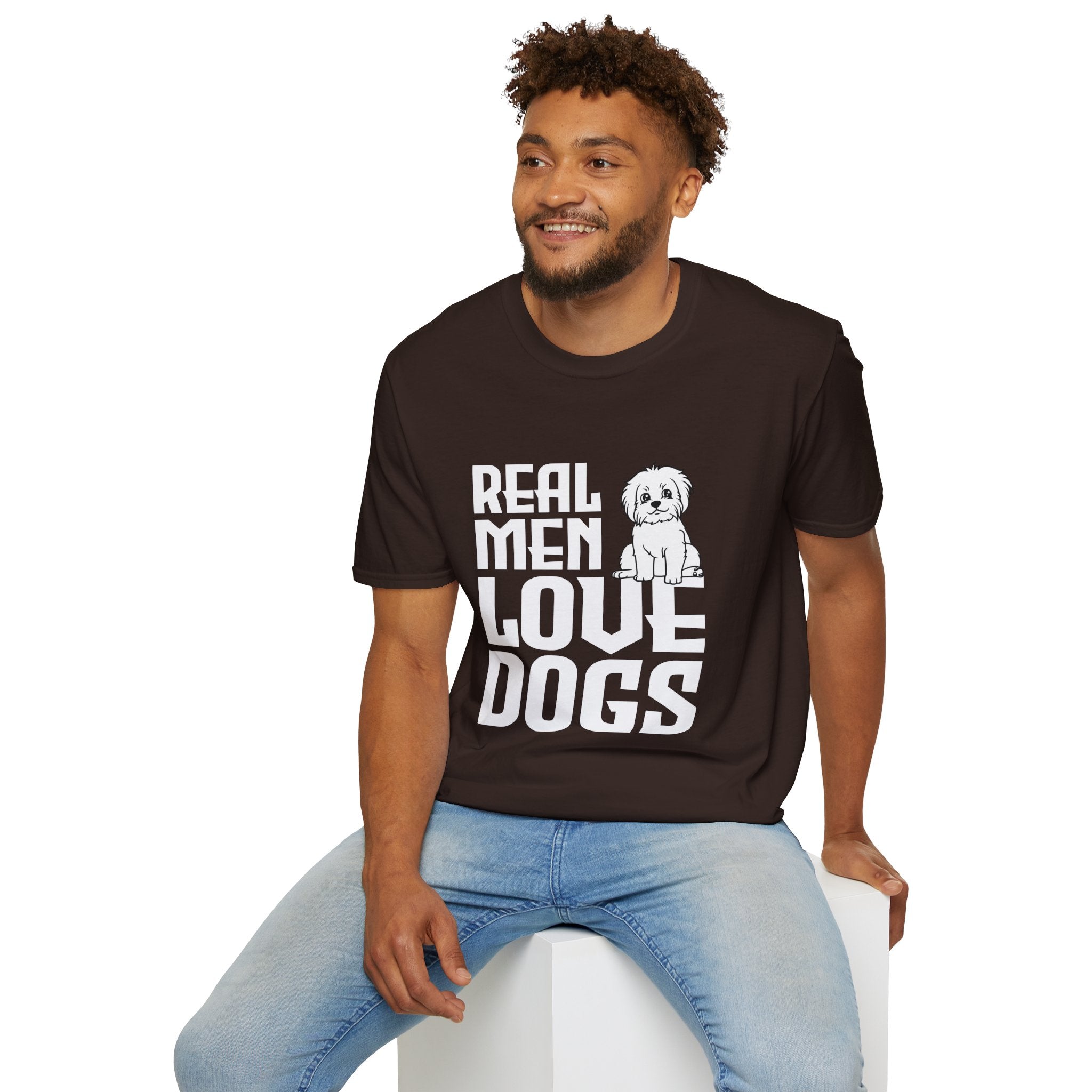 Unisex Dog Lover T-Shirt, Real Men Love Dogs Tee, Pet Owner Apparel, Gift for Dog Dads, Perfect for Birthdays