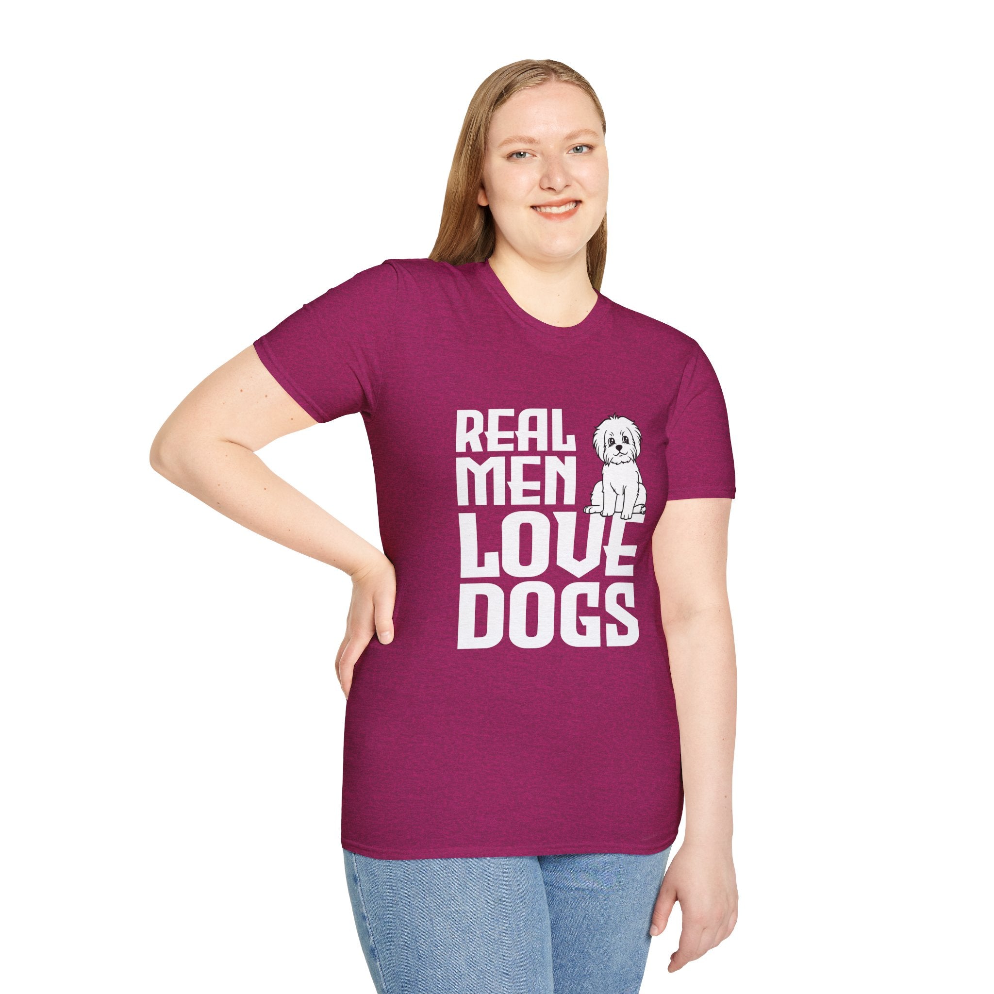 Unisex Dog Lover T-Shirt, Real Men Love Dogs Tee, Pet Owner Apparel, Gift for Dog Dads, Perfect for Birthdays
