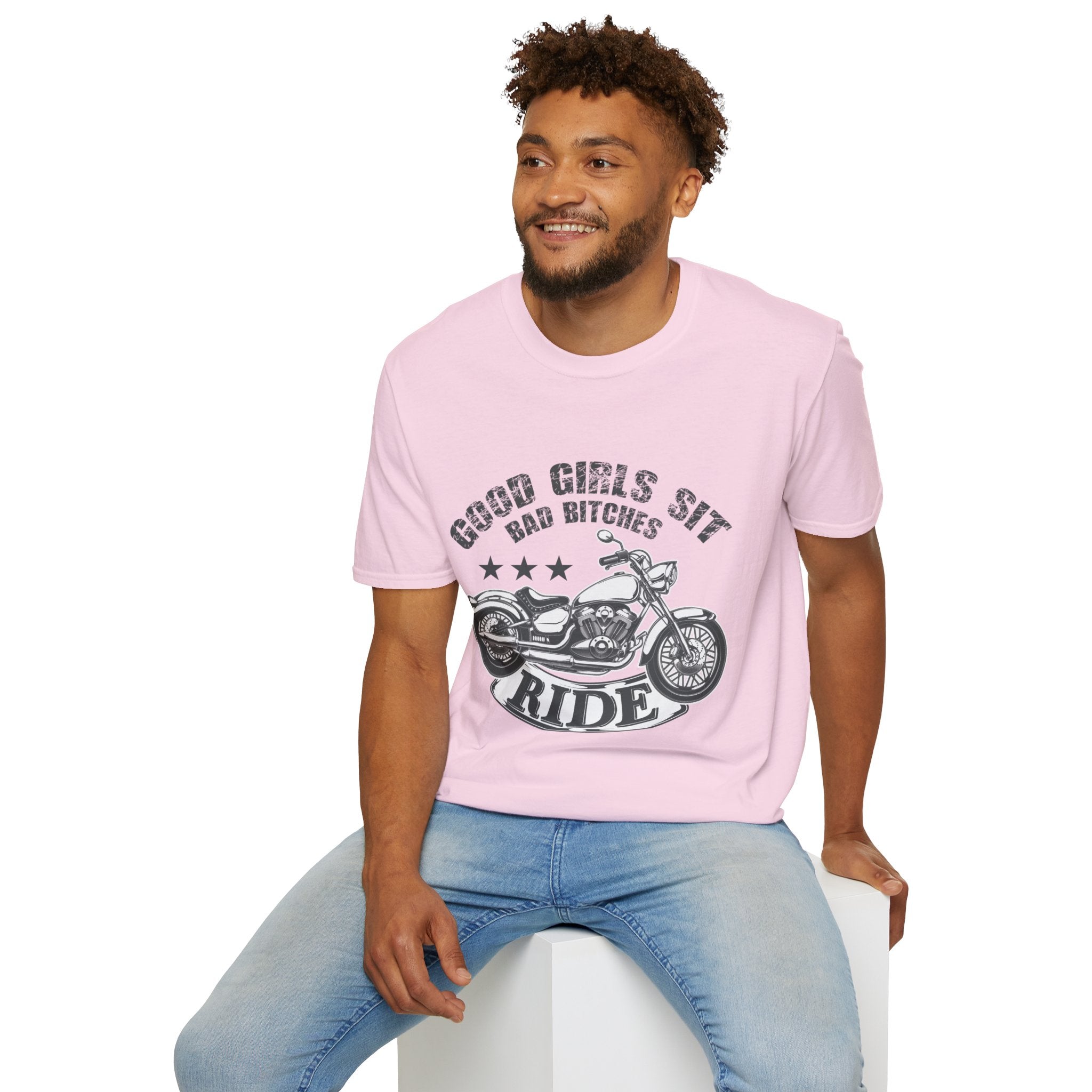 Good Girls Sit Bad Bitches Ride Unisex T-Shirt, Biker Tee, Gift for Motorcycle Lovers, Casual Wear, Birthday Gift