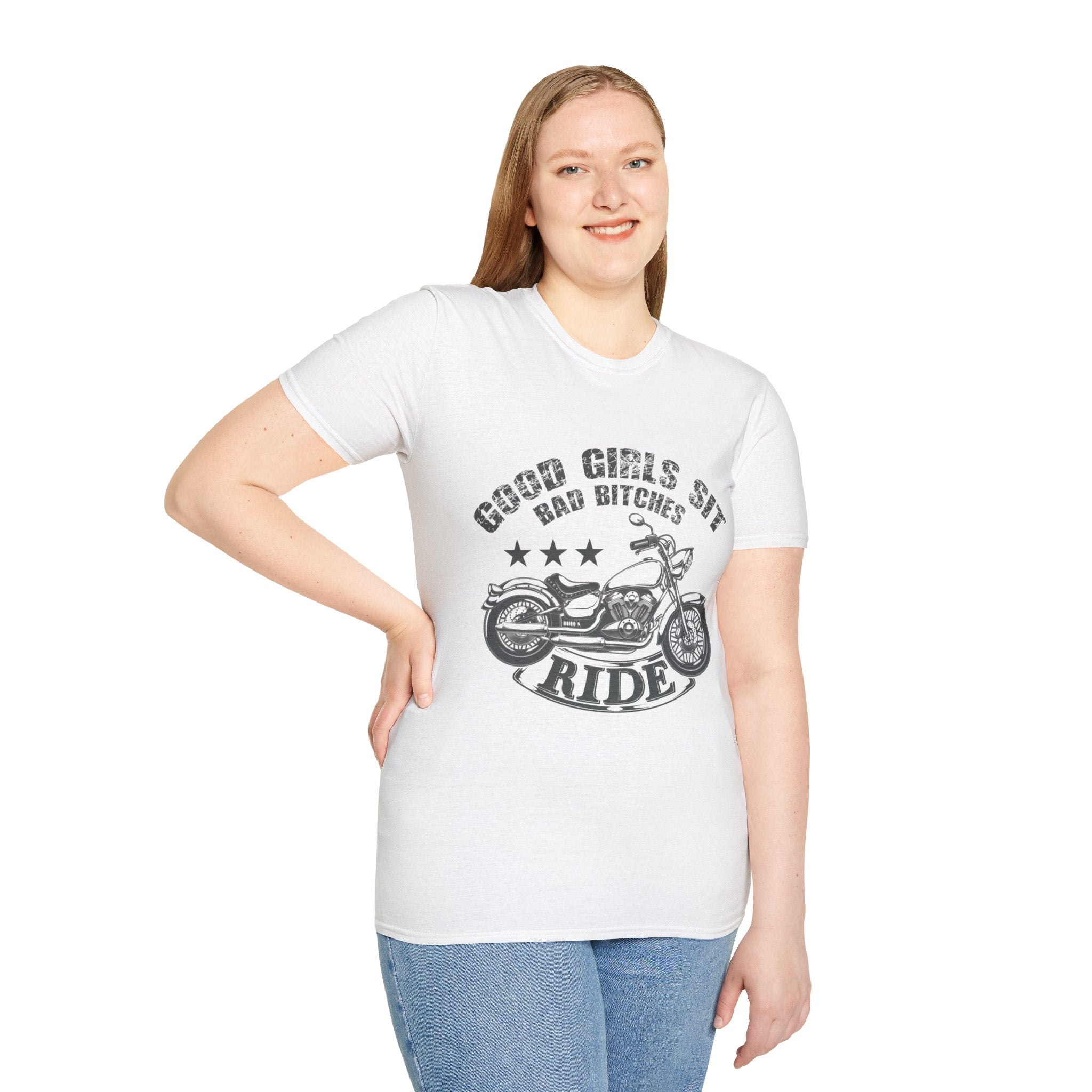 Good Girls Sit Bad Bitches Ride Unisex T-Shirt, Biker Tee, Gift for Motorcycle Lovers, Casual Wear, Birthday Gift