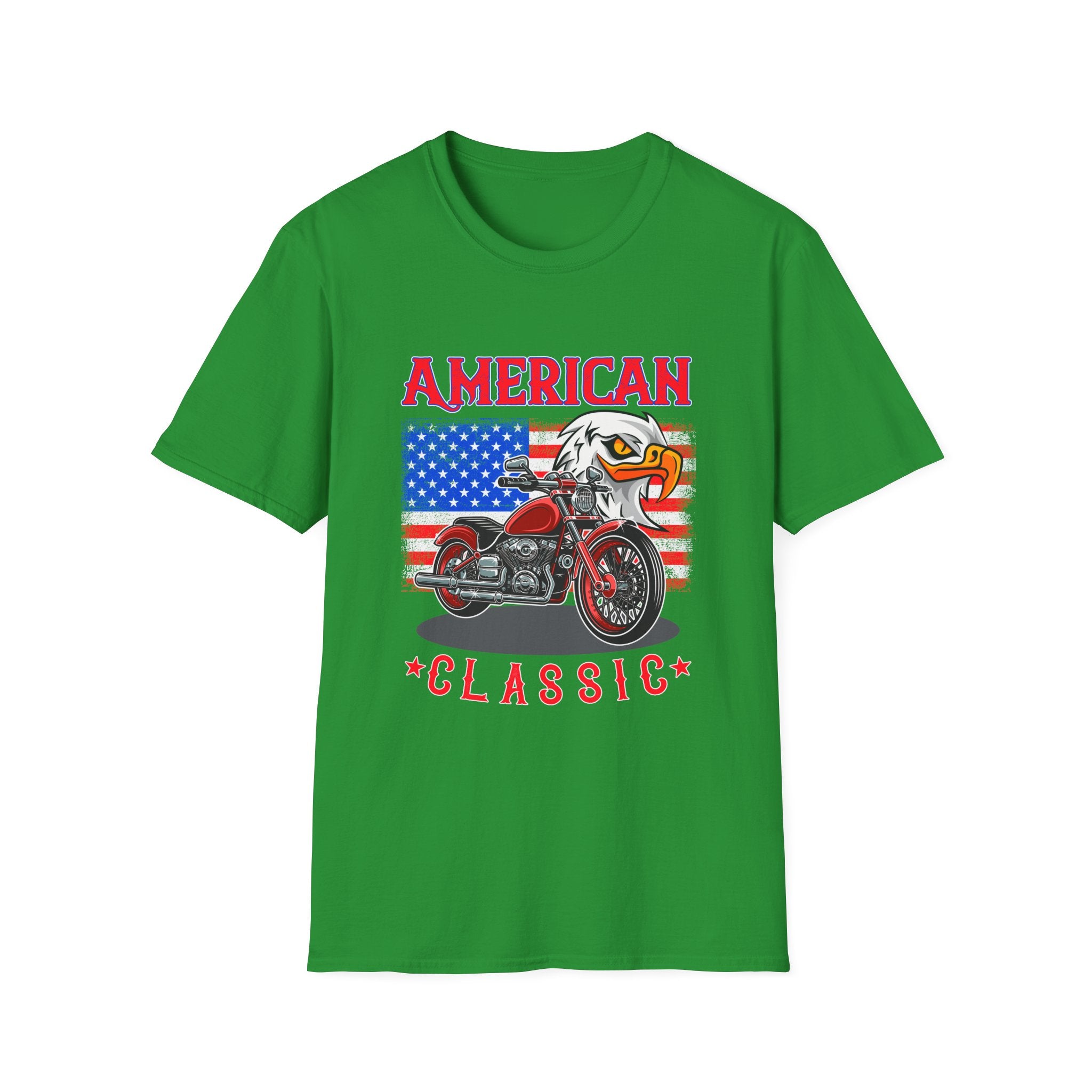 Patriotic Eagle Motorcycle T-Shirt, Unisex Casual Tee, American Rider Apparel, Independence Day Gift, Classic Style Shirt
