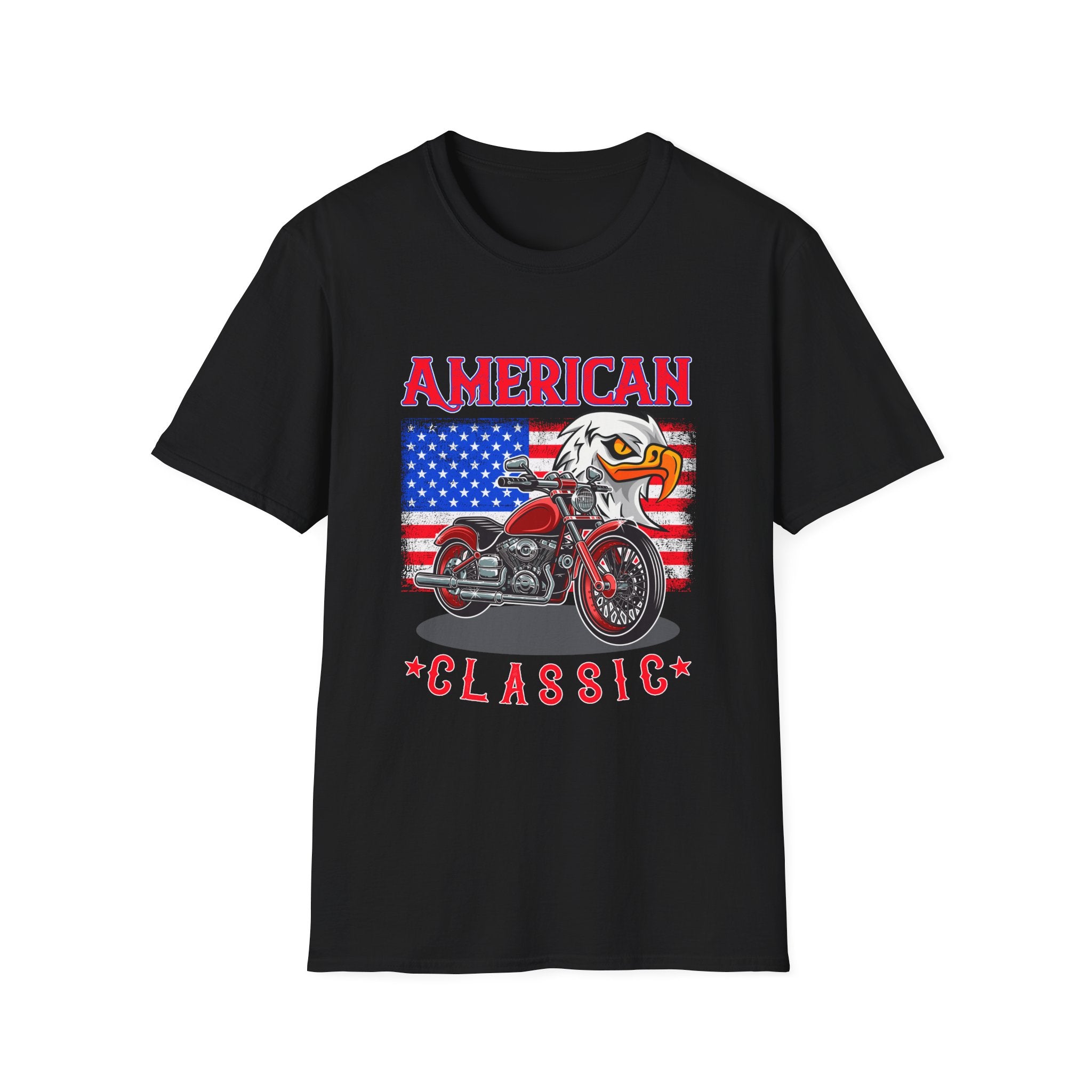 Patriotic Eagle Motorcycle T-Shirt, Unisex Casual Tee, American Rider Apparel, Independence Day Gift, Classic Style Shirt