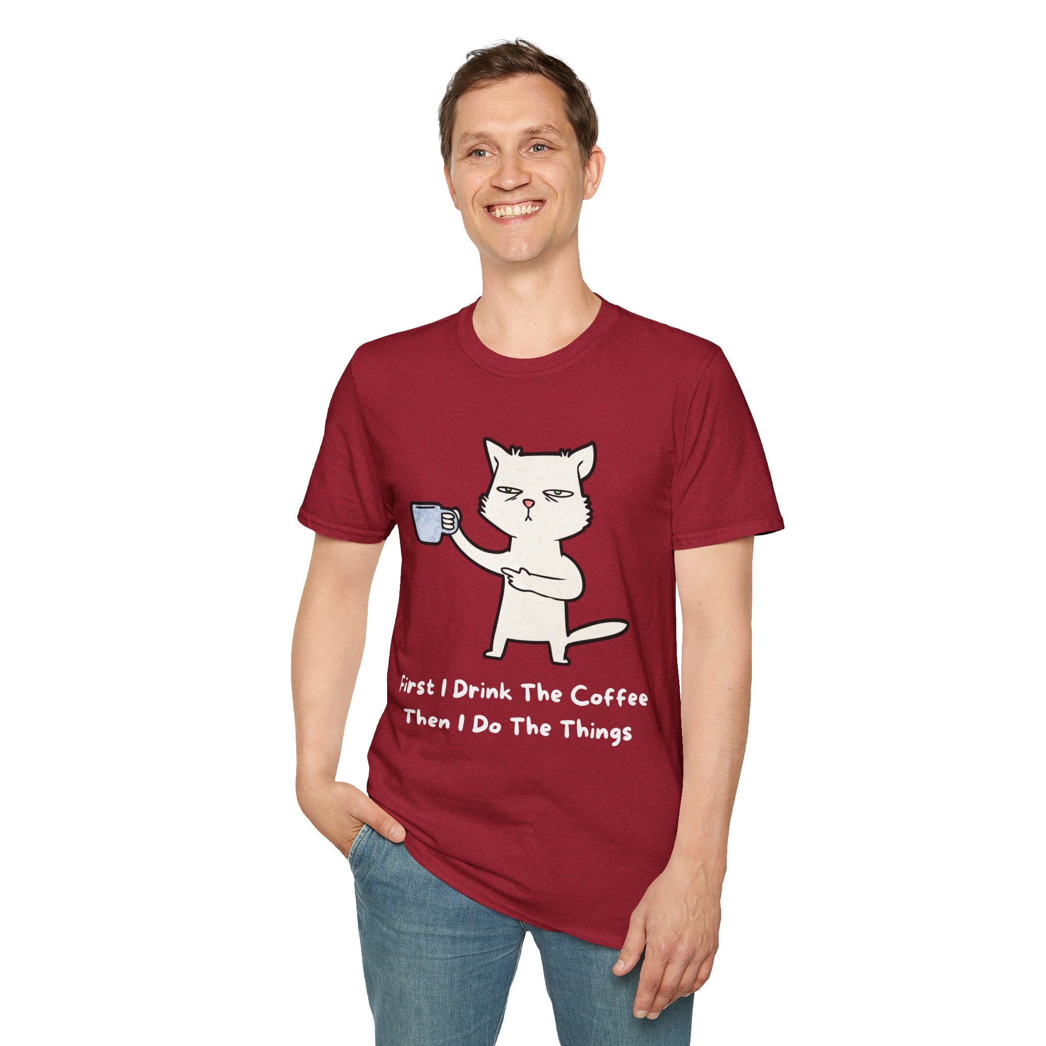 Coffee Cat Unisex T-Shirt, Funny Cat Tee