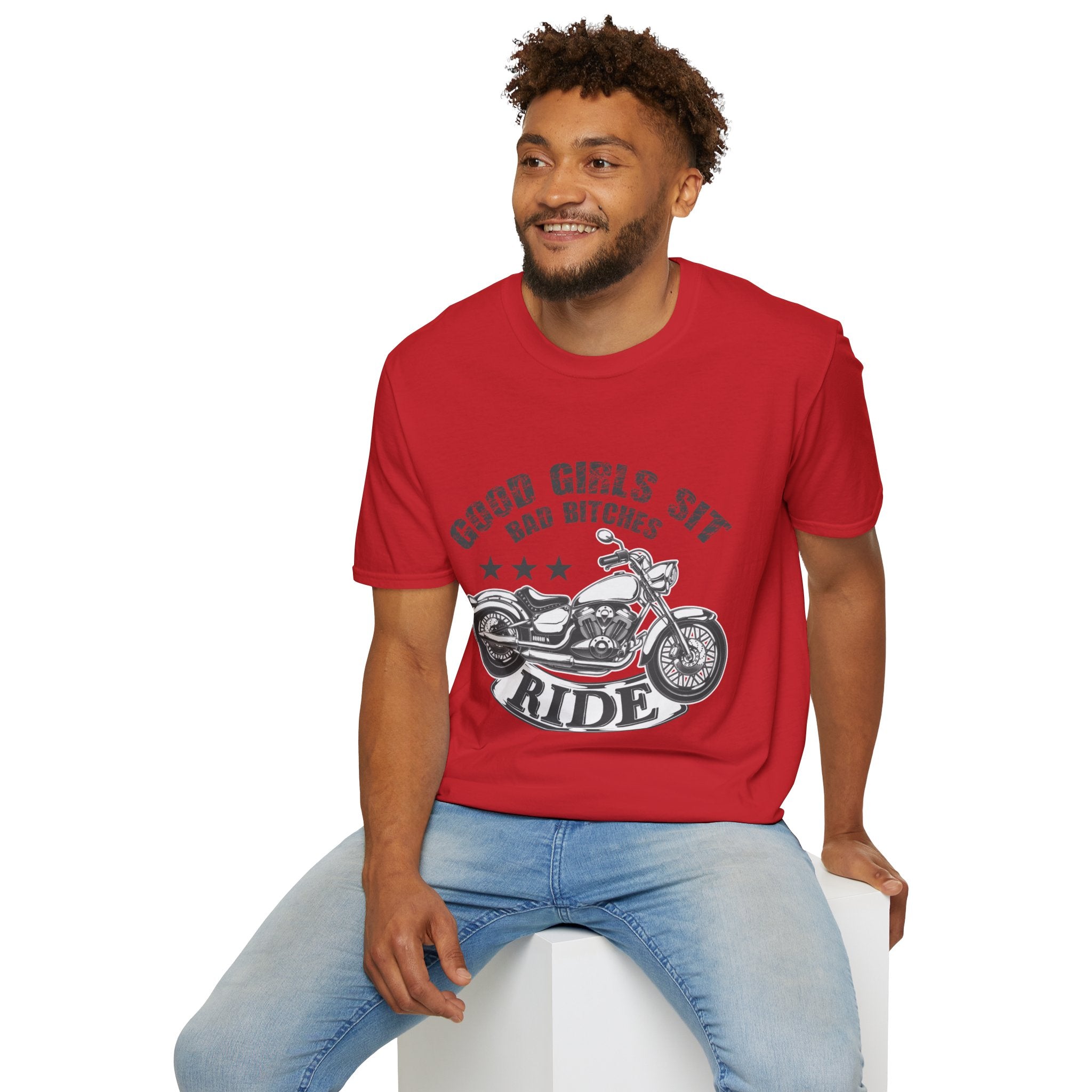 Good Girls Sit Bad Bitches Ride Unisex T-Shirt, Biker Tee, Gift for Motorcycle Lovers, Casual Wear, Birthday Gift