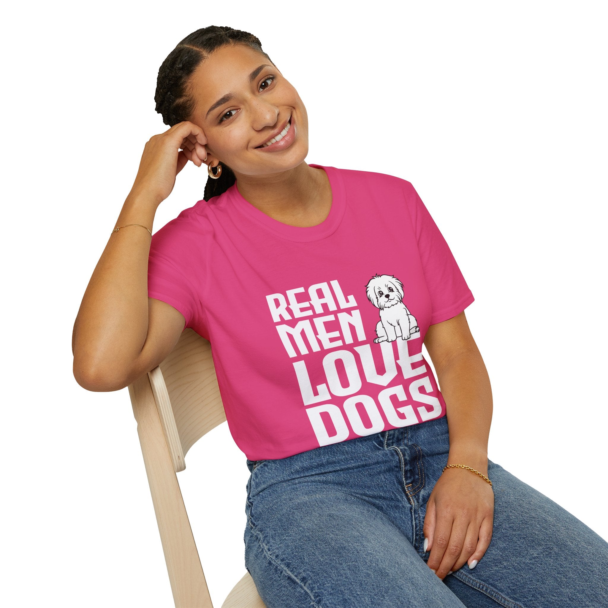 Unisex Dog Lover T-Shirt, Real Men Love Dogs Tee, Pet Owner Apparel, Gift for Dog Dads, Perfect for Birthdays