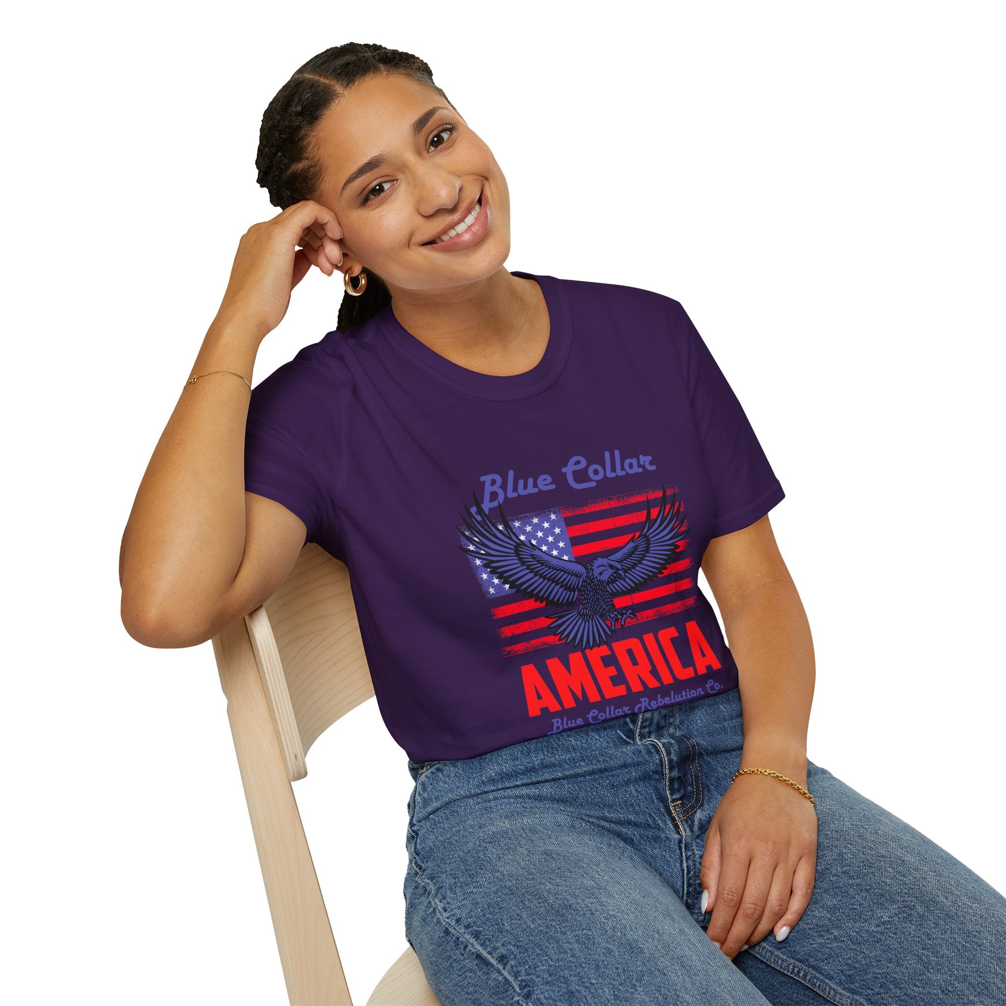 Patriotic Eagle T-Shirt, Blue Collar Pride Shirt, USA Independence Day Tee, Vintage American Apparel, Unisex Graphic Tee