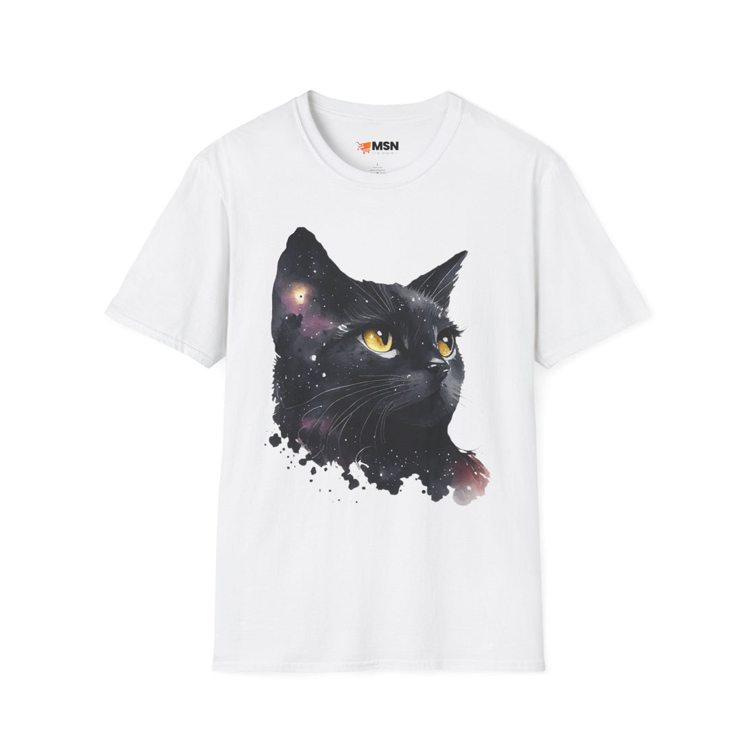 Galactic Cat Unisex Softstyle T-Shirt | Cosmic Space Kitty Tee, Cat Lover Gift, Astrology Shirt, Unique Pet Apparel, Cute Astronomy Design