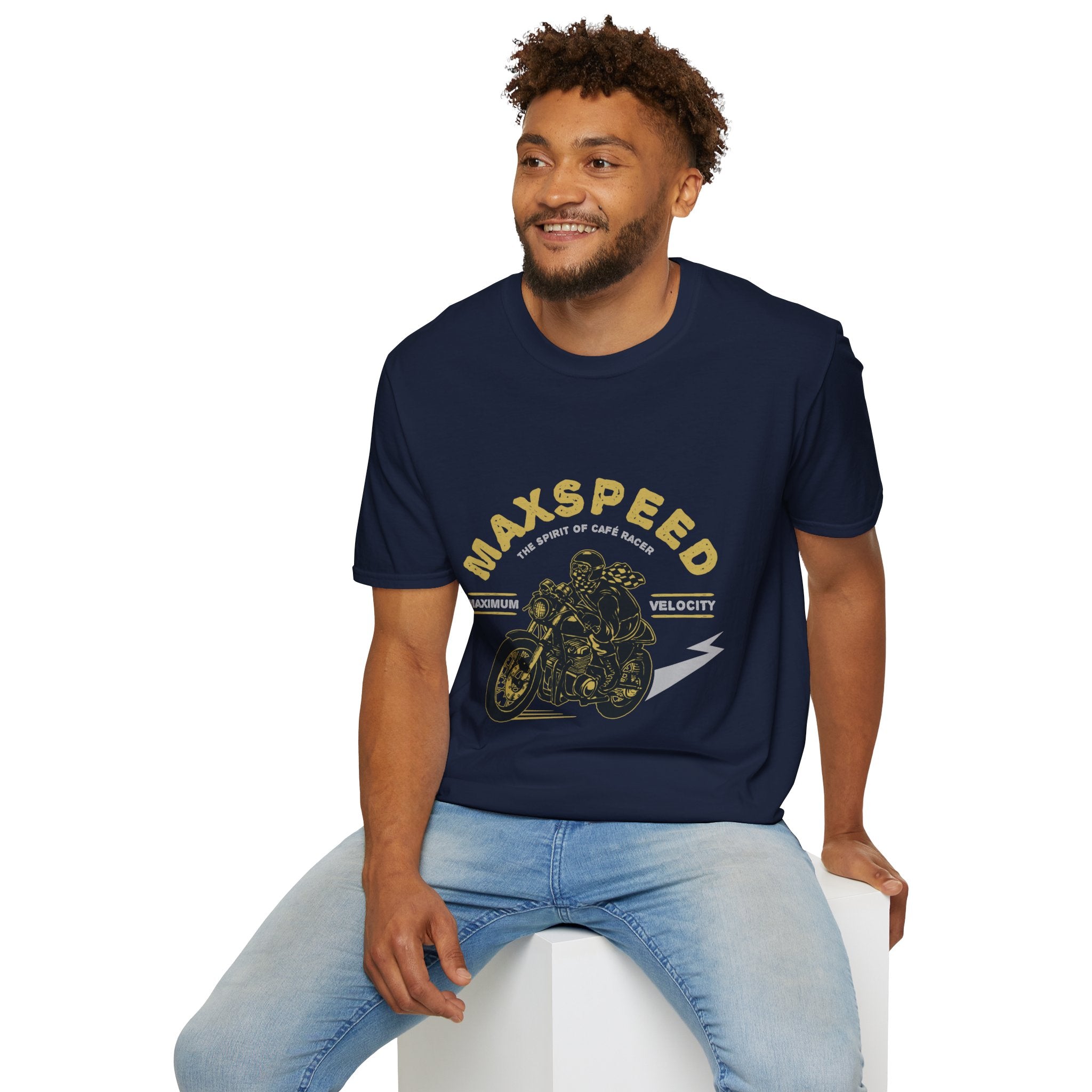 Maxspeed Motorcycle Unisex Softstyle T-Shirt, Biker Tee, Gift for Him, Casual Wear, Custom Graphic Shirt, Motorcycle Enthusiast Apparel