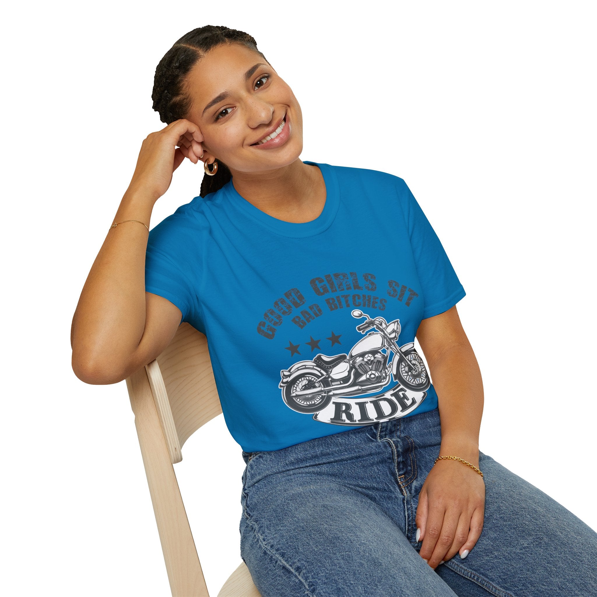 Good Girls Sit Bad Bitches Ride Unisex T-Shirt, Biker Tee, Gift for Motorcycle Lovers, Casual Wear, Birthday Gift