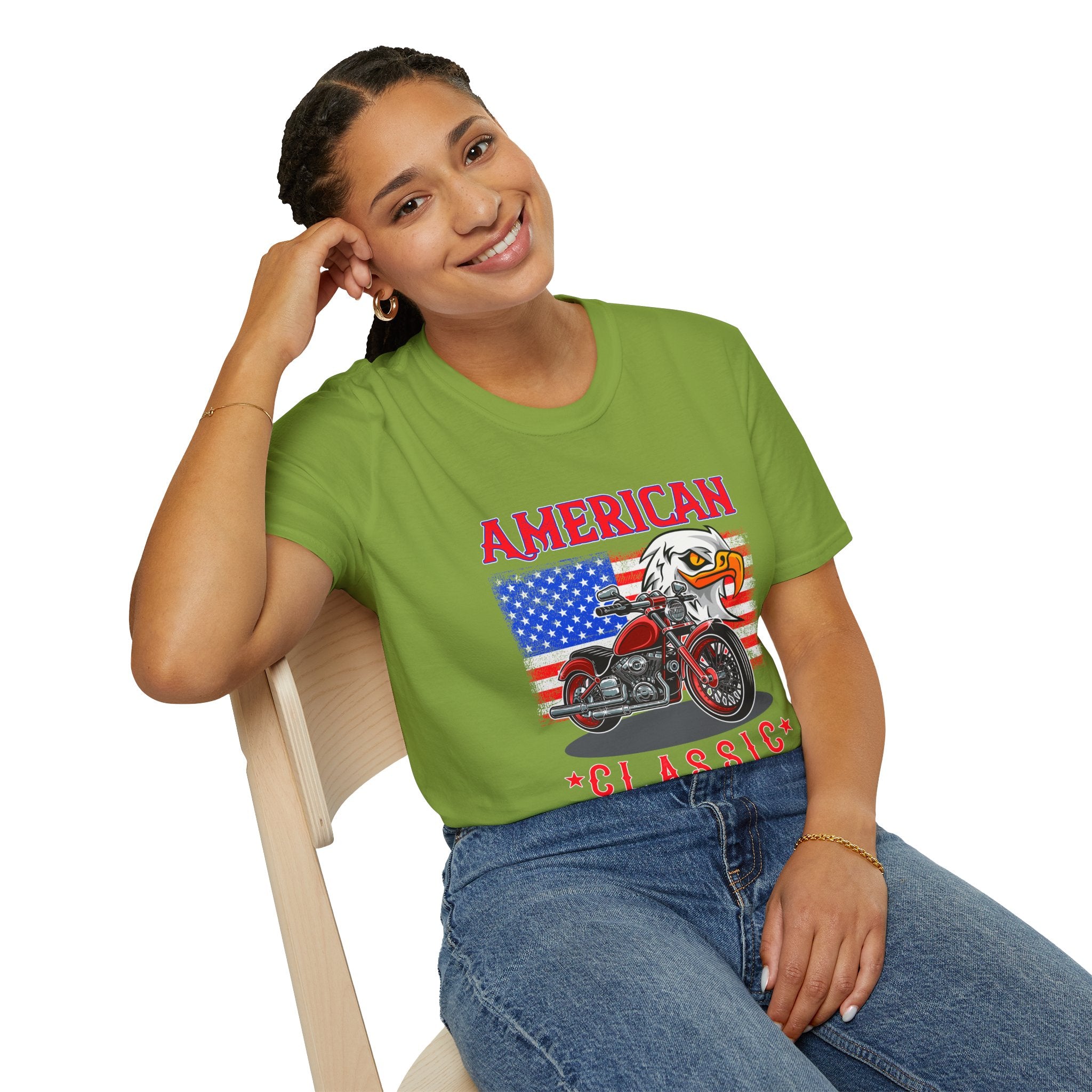 Patriotic Eagle Motorcycle T-Shirt, Unisex Casual Tee, American Rider Apparel, Independence Day Gift, Classic Style Shirt