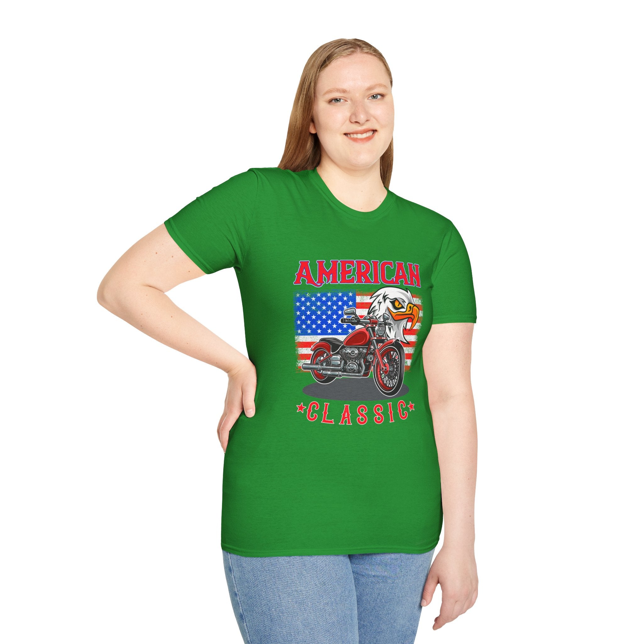 Patriotic Eagle Motorcycle T-Shirt, Unisex Casual Tee, American Rider Apparel, Independence Day Gift, Classic Style Shirt