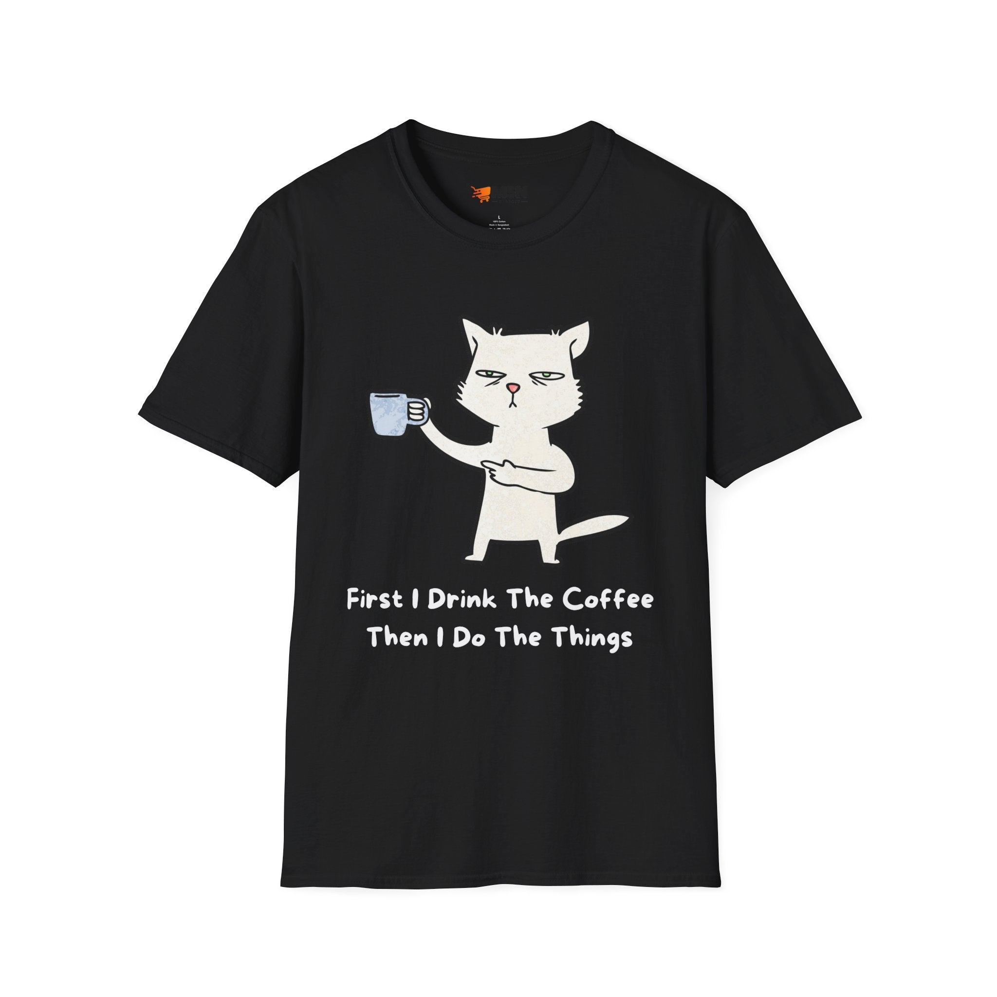Coffee Cat Unisex T-Shirt, Funny Cat Tee