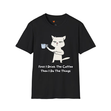 Coffee Cat Unisex T-Shirt, Funny Cat Tee