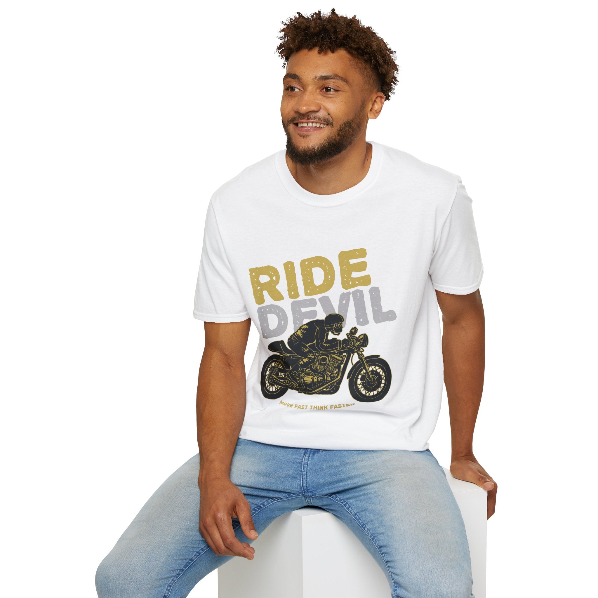 Unisex Softstyle T-Shirt with 'Ride Devil' Graphic - Perfect for Bikers, Gift for Motorcycle Lovers, Casual Wear, Event Merchandise, [...]