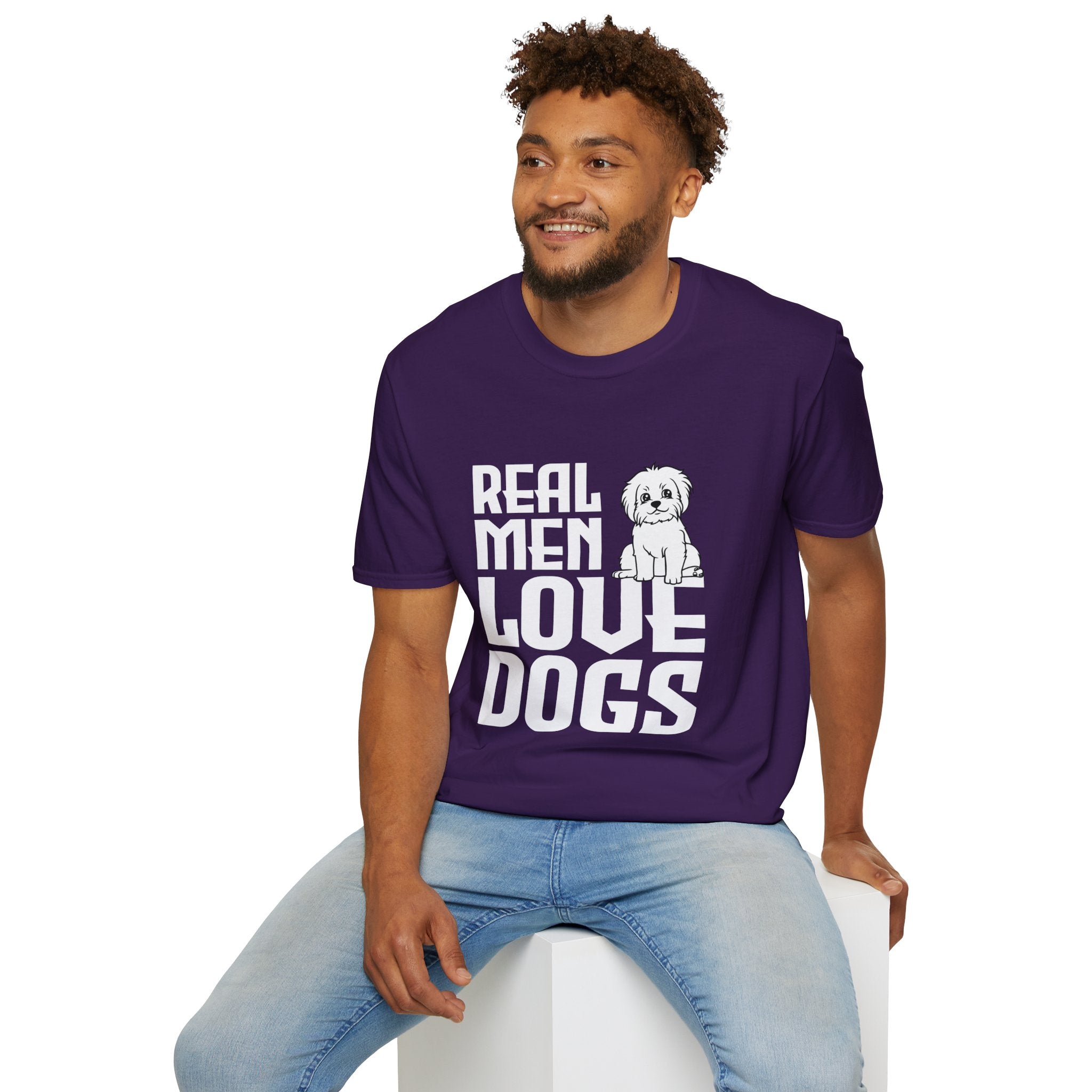 Unisex Dog Lover T-Shirt, Real Men Love Dogs Tee, Pet Owner Apparel, Gift for Dog Dads, Perfect for Birthdays