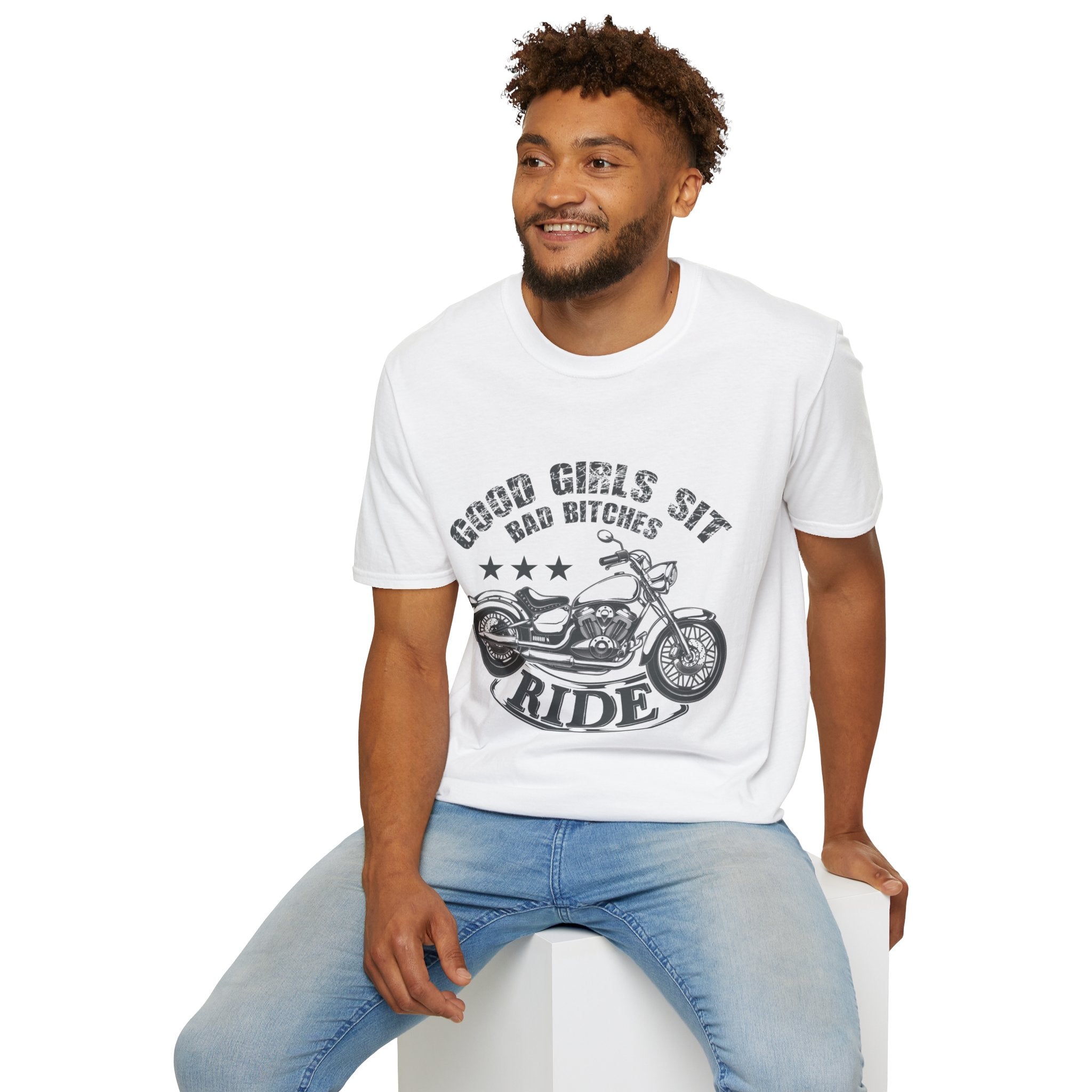 Good Girls Sit Bad Bitches Ride Unisex T-Shirt, Biker Tee, Gift for Motorcycle Lovers, Casual Wear, Birthday Gift