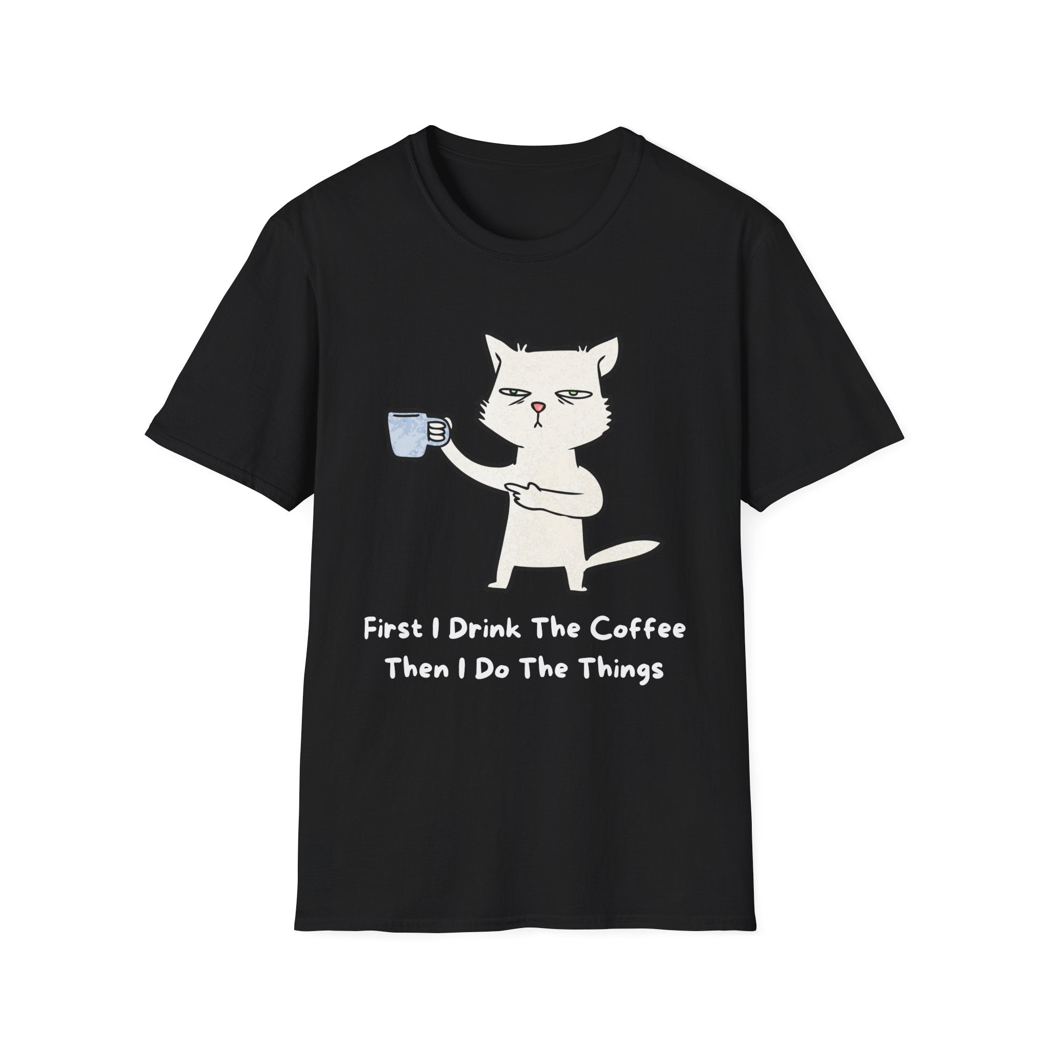Coffee Cat Unisex T-Shirt, Funny Cat Tee