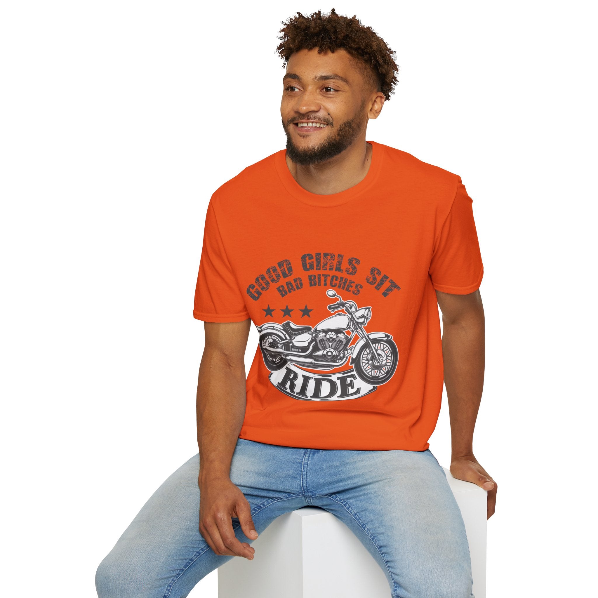 Good Girls Sit Bad Bitches Ride Unisex T-Shirt, Biker Tee, Gift for Motorcycle Lovers, Casual Wear, Birthday Gift