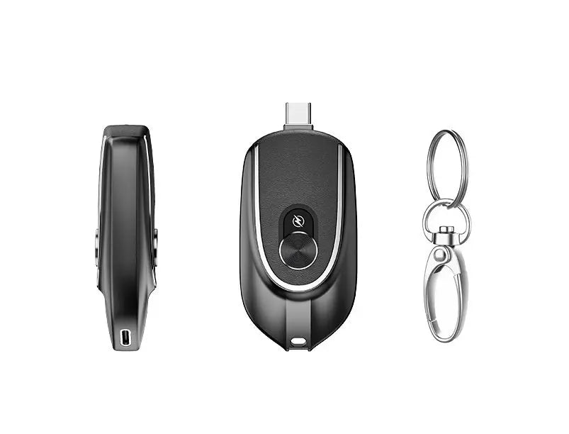 2 In 1 Mini Keychain Power Bank Keyring Hanging Buckle 2 Output Interfaces 5V 1200MAH Backup Power Bank Retractable Plug Waterproof Phone Charging Accessories Advibe Studio