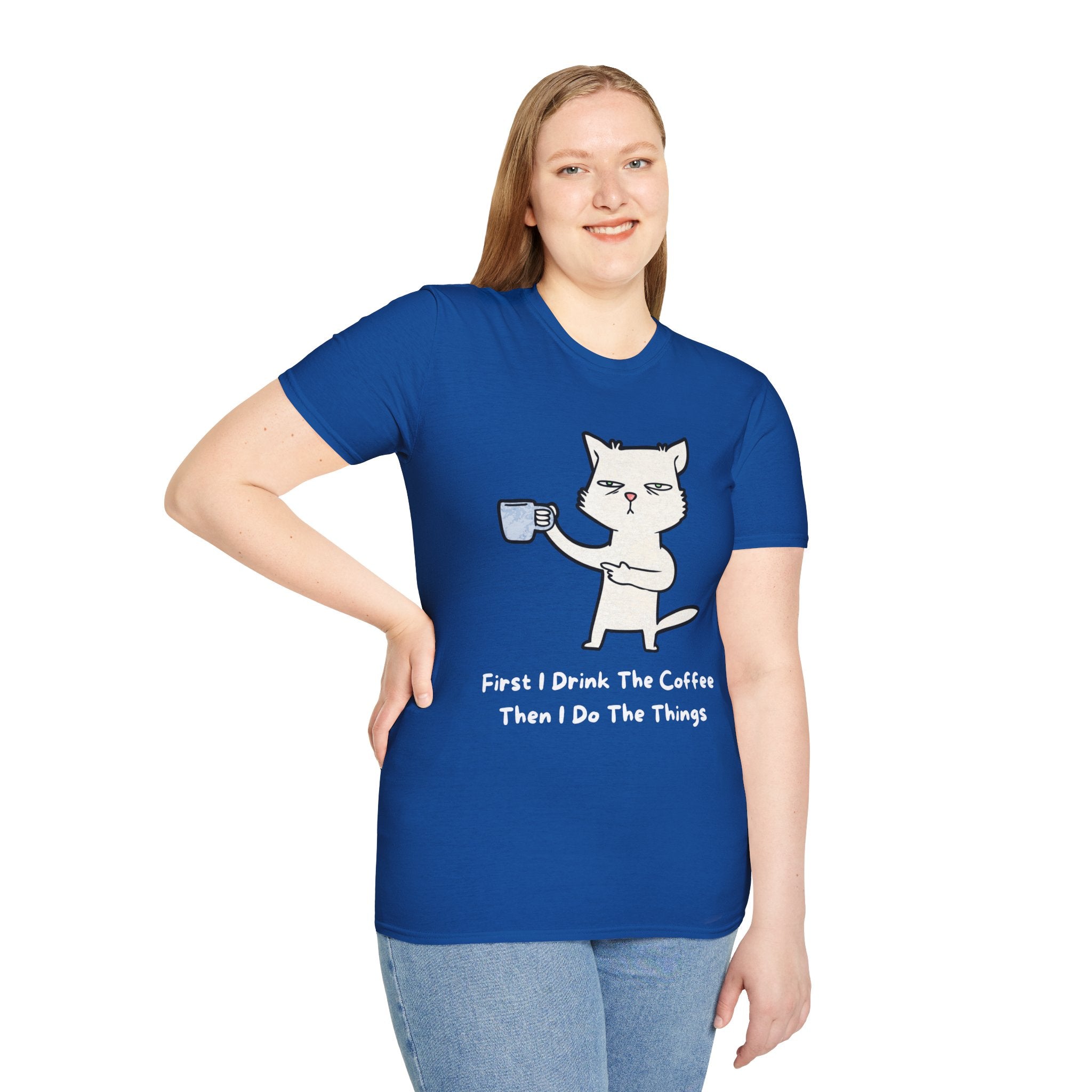 Coffee Cat Unisex T-Shirt, Funny Cat Tee
