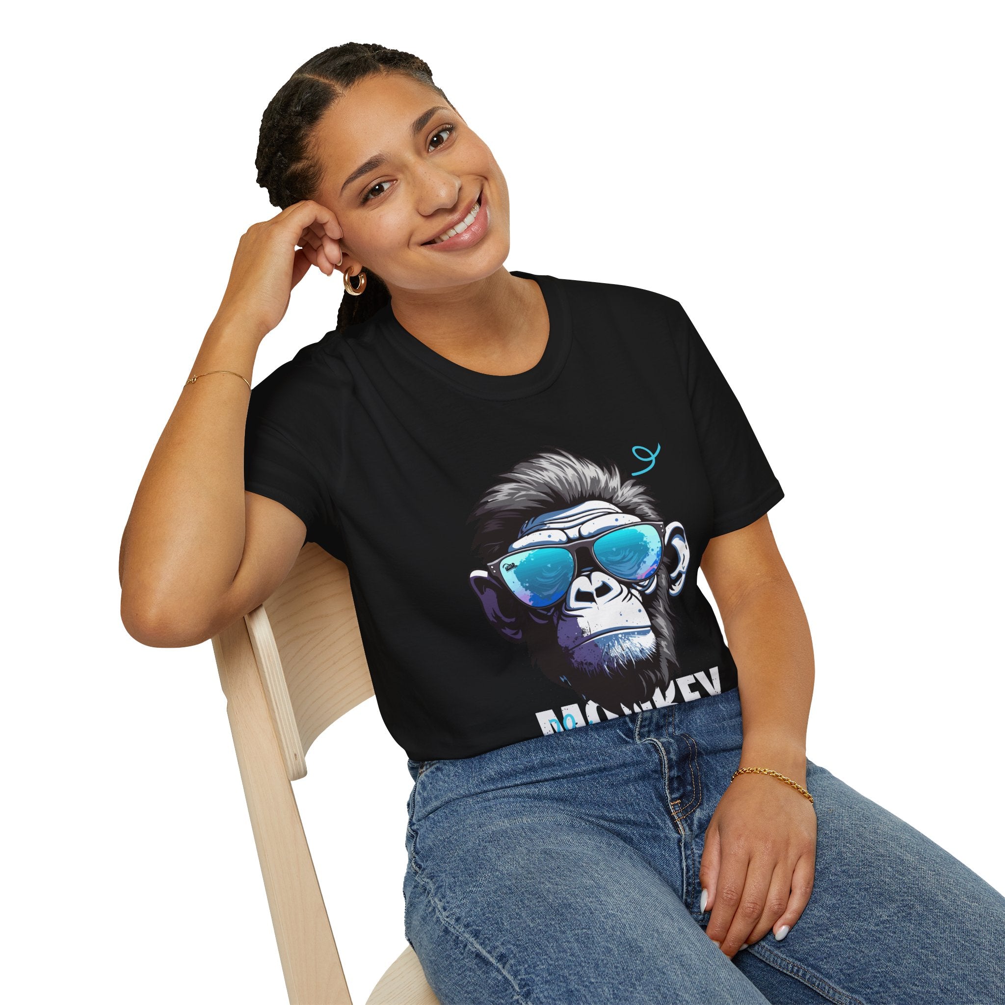 Cool Monkey Graphic Tee, Fun Unisex Softstyle T-Shirt, Animal Lover Gift
