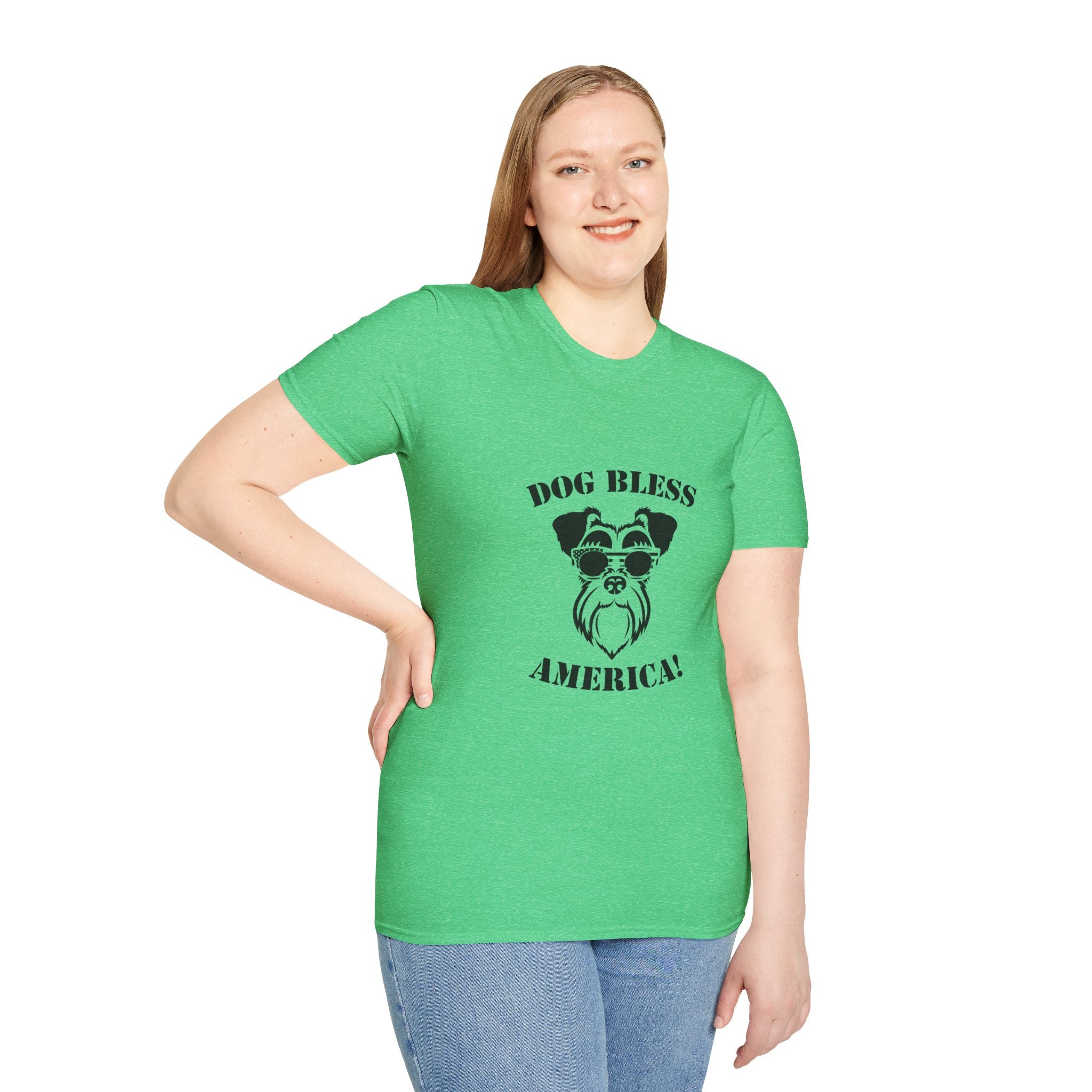 Dog Bless America T-Shirt, Unisex Tee, Dog Lover Gift, Independence Day Apparel, Pet Enthusiast Shirt, Cute Animal T-Shirt