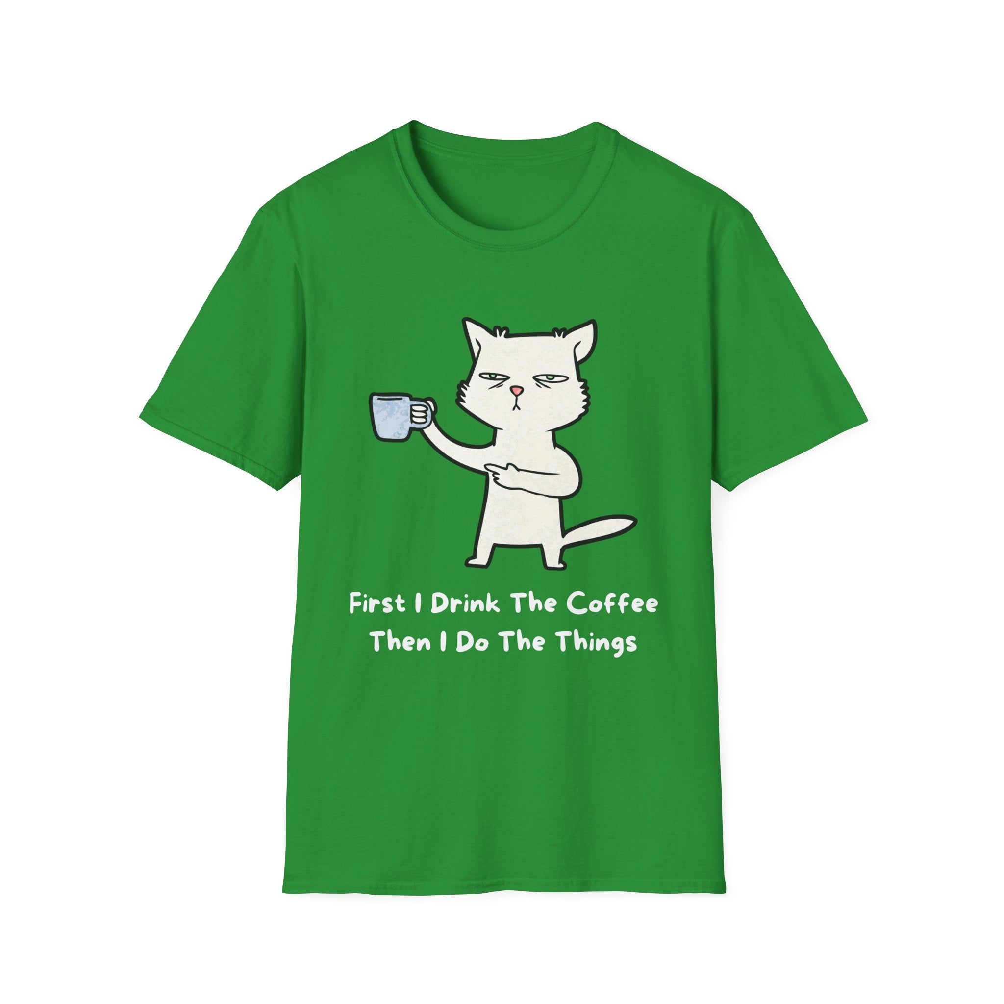 Coffee Cat Unisex T-Shirt, Funny Cat Tee