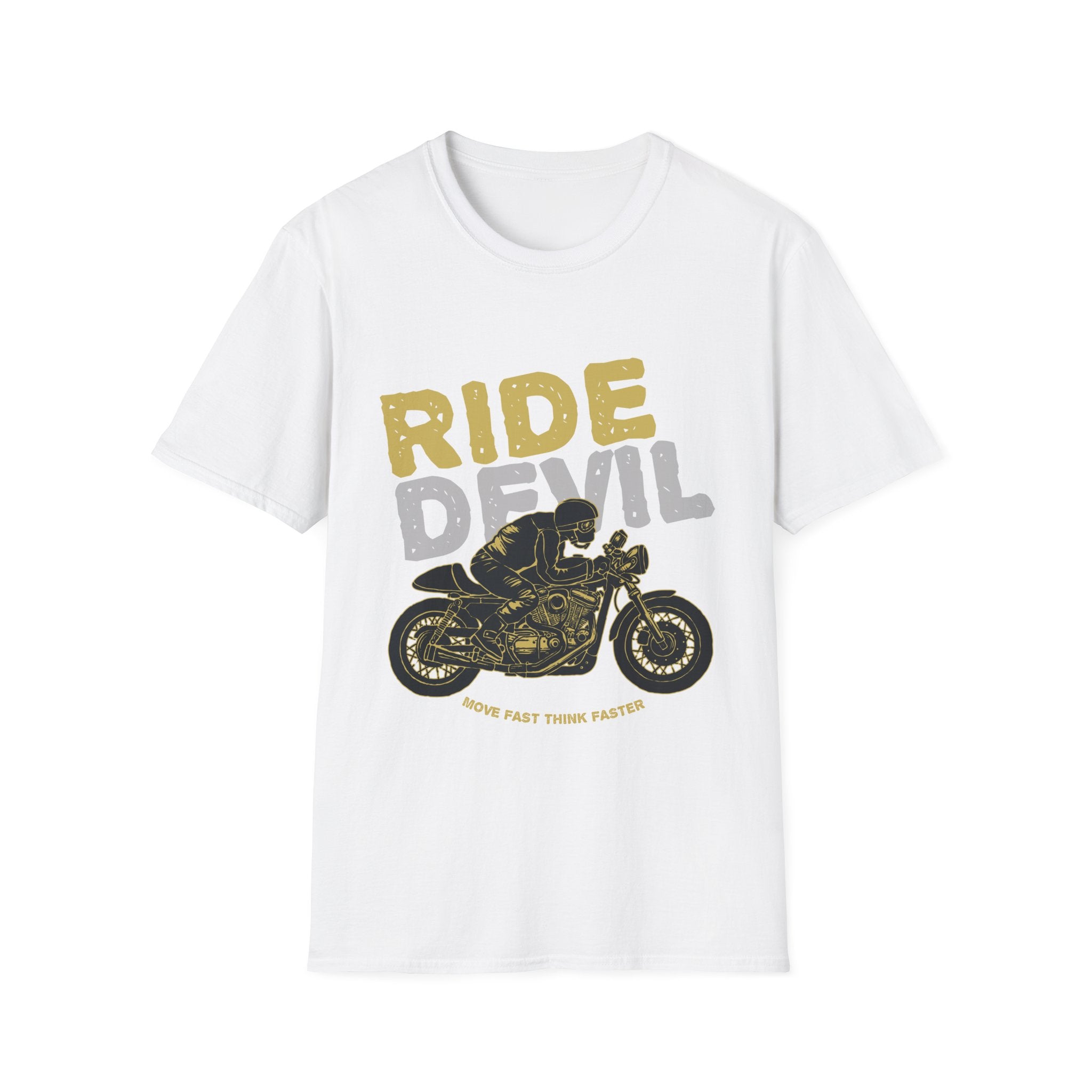 Unisex Softstyle T-Shirt with 'Ride Devil' Graphic - Perfect for Bikers, Gift for Motorcycle Lovers, Casual Wear, Event Merchandise, [...]