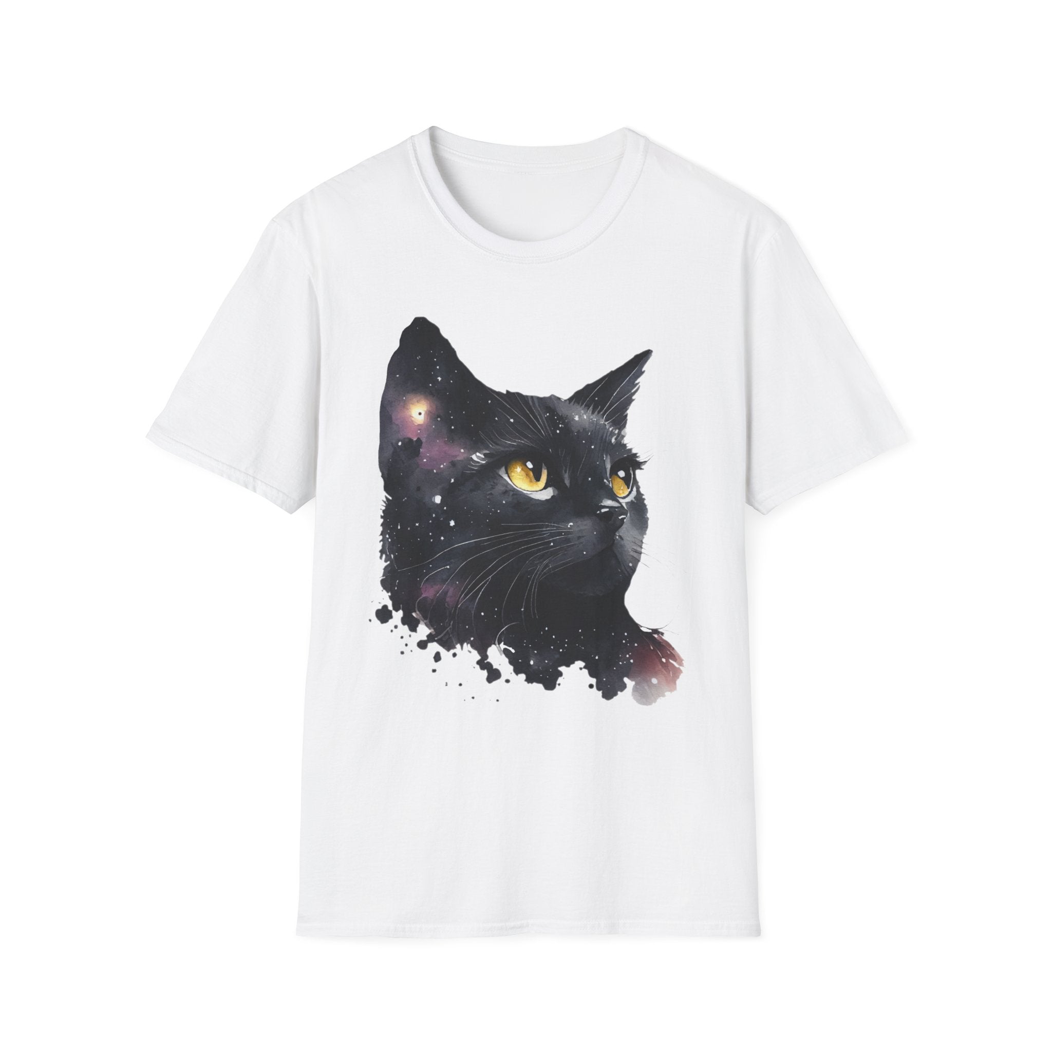 Galactic Cat Unisex Softstyle T-Shirt | Cosmic Space Kitty Tee, Cat Lover Gift, Astrology Shirt, Unique Pet Apparel, Cute Astronomy Design