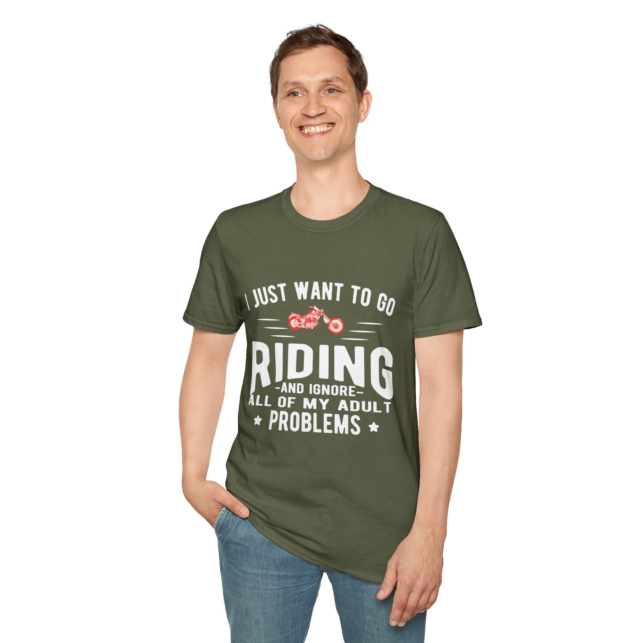 Funny Riding T-Shirt for Adults, Unisex Graphic Tee, Casual Wear, Gift for Riders, Adulting Humor Shirt