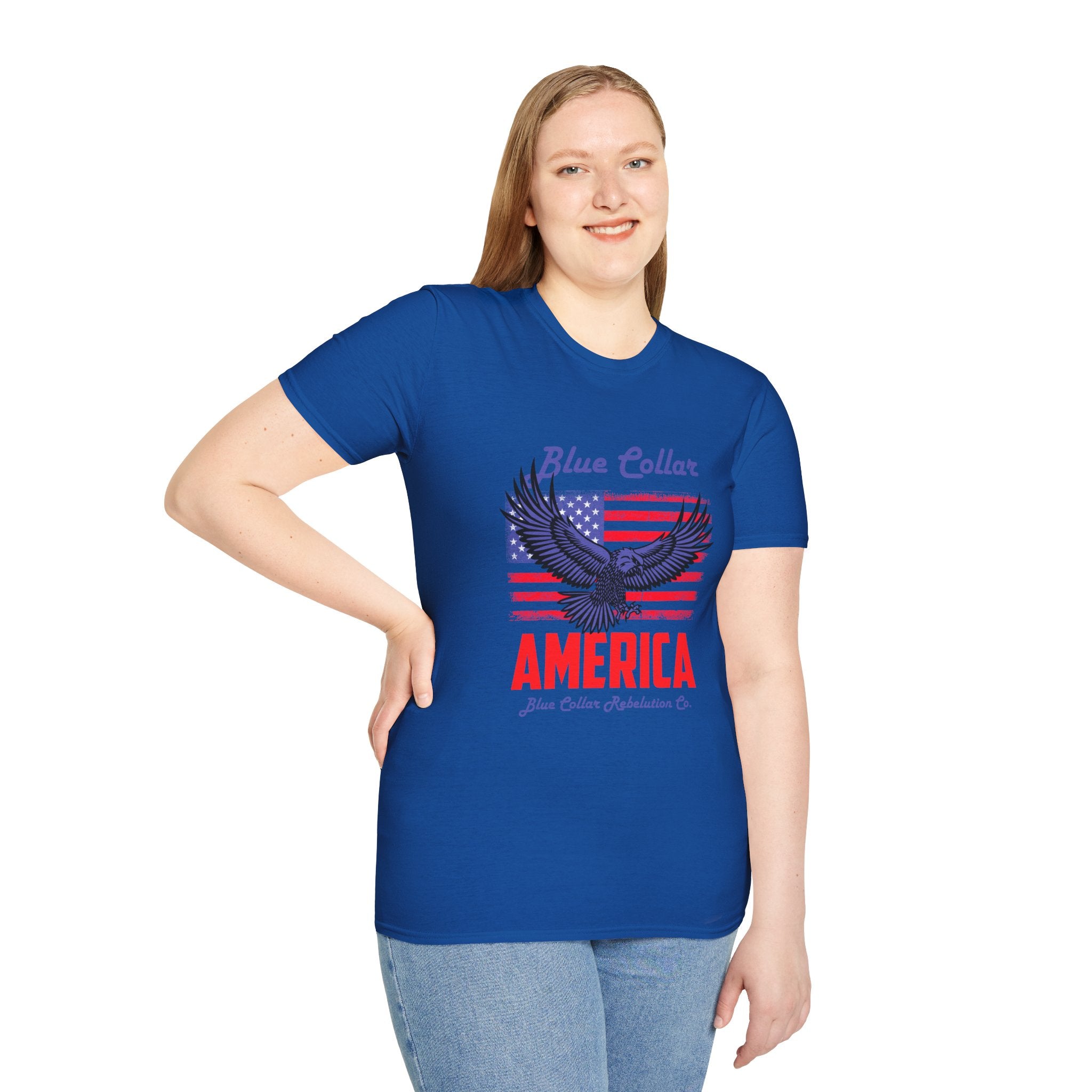 Patriotic Eagle T-Shirt, Blue Collar Pride Shirt, USA Independence Day Tee, Vintage American Apparel, Unisex Graphic Tee