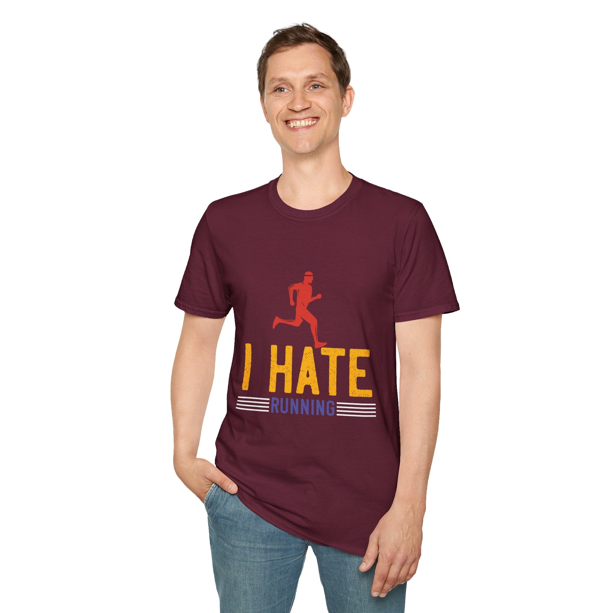 Unisex Softstyle T-Shirt with 'I Hate Running' Slogan