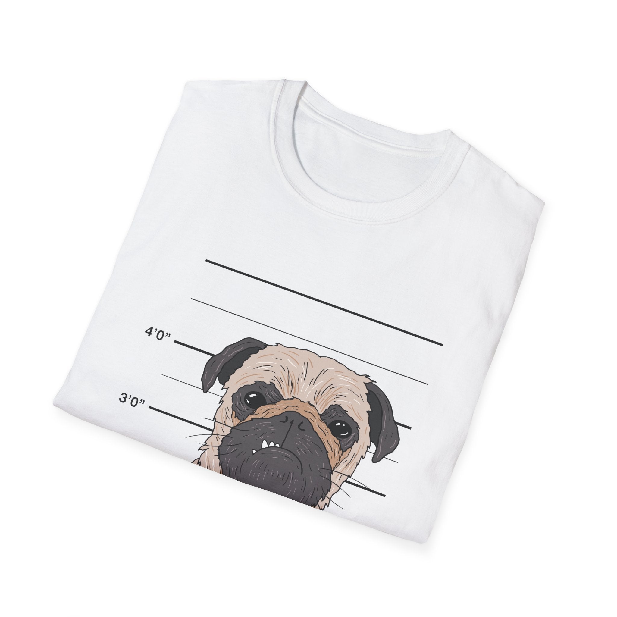 Bad Dog Pug Unisex Softstyle T-Shirt, Funny Dog Lover Tee, Pet Owner Gift, Casual Wear, Dog-Themed Apparel, Pet Humor Shirt