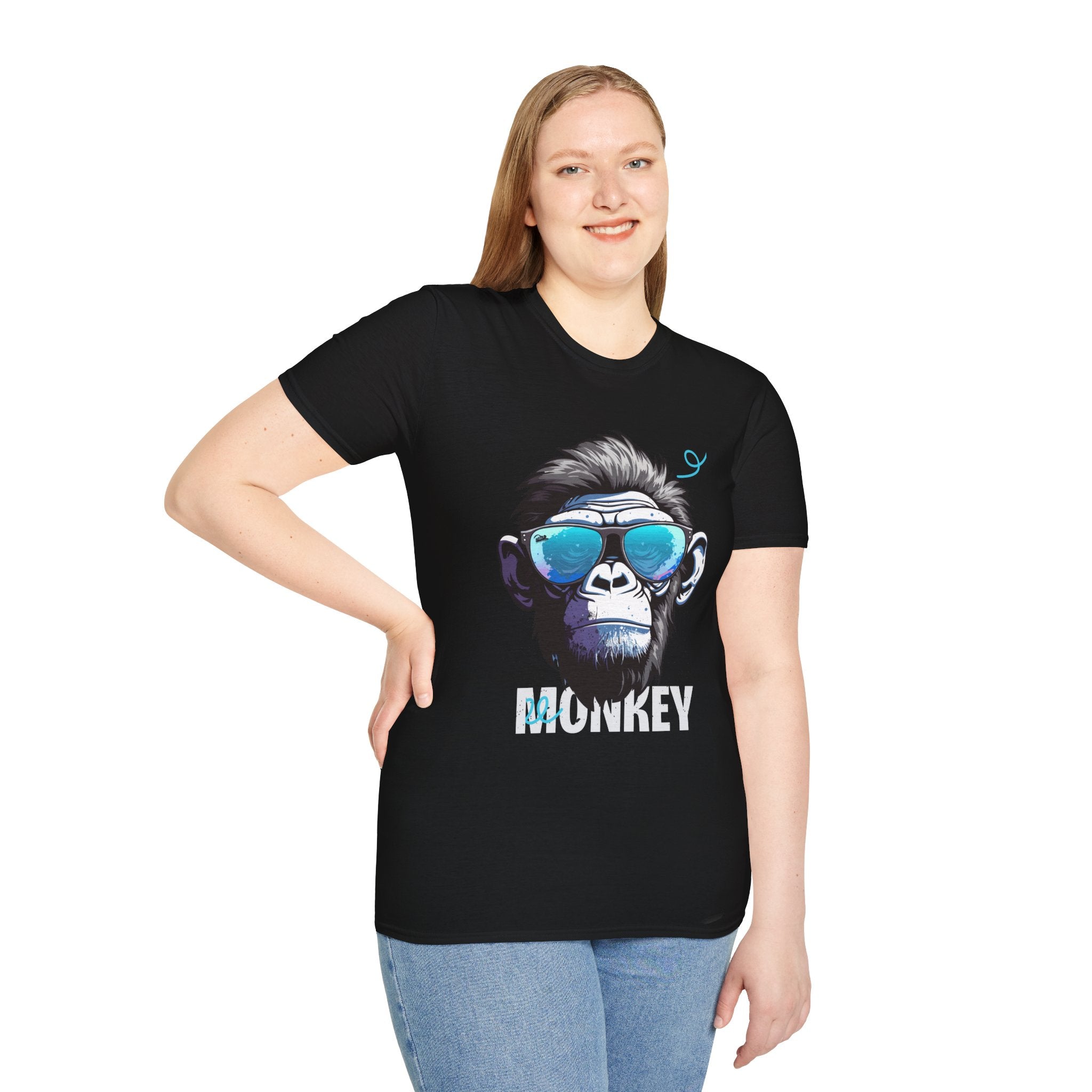 Cool Monkey Graphic Tee, Fun Unisex Softstyle T-Shirt, Animal Lover Gift